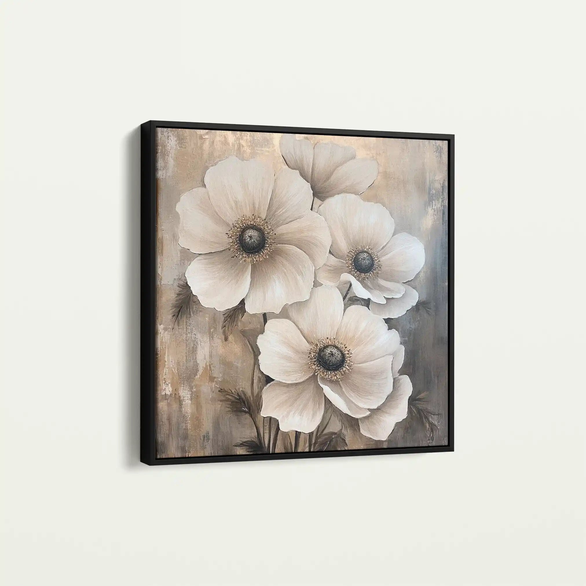 Floral 1309 Canvas Art 60 x 60 cm / Black
