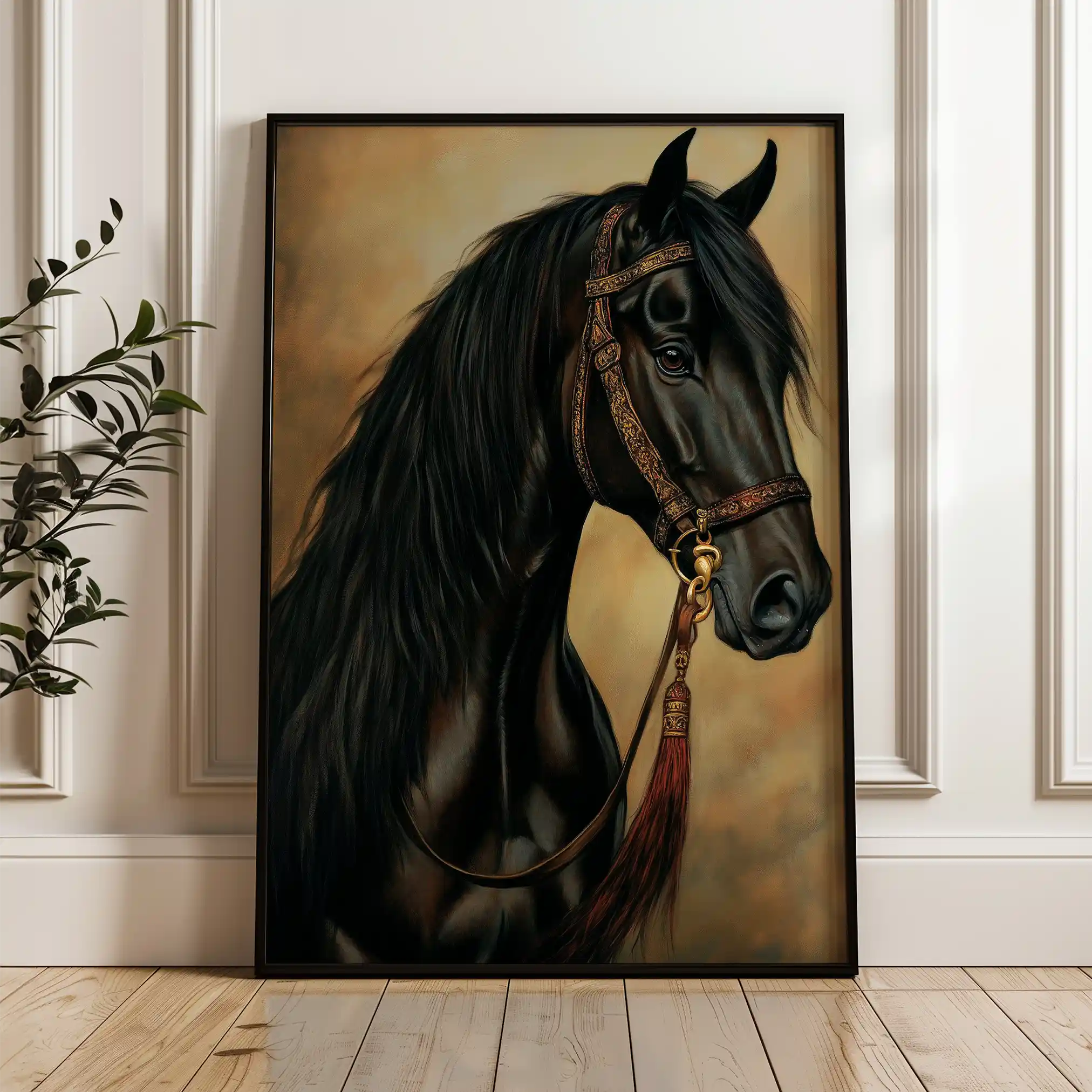 Horses 131 Canvas Art 60 x 40 cm / Black