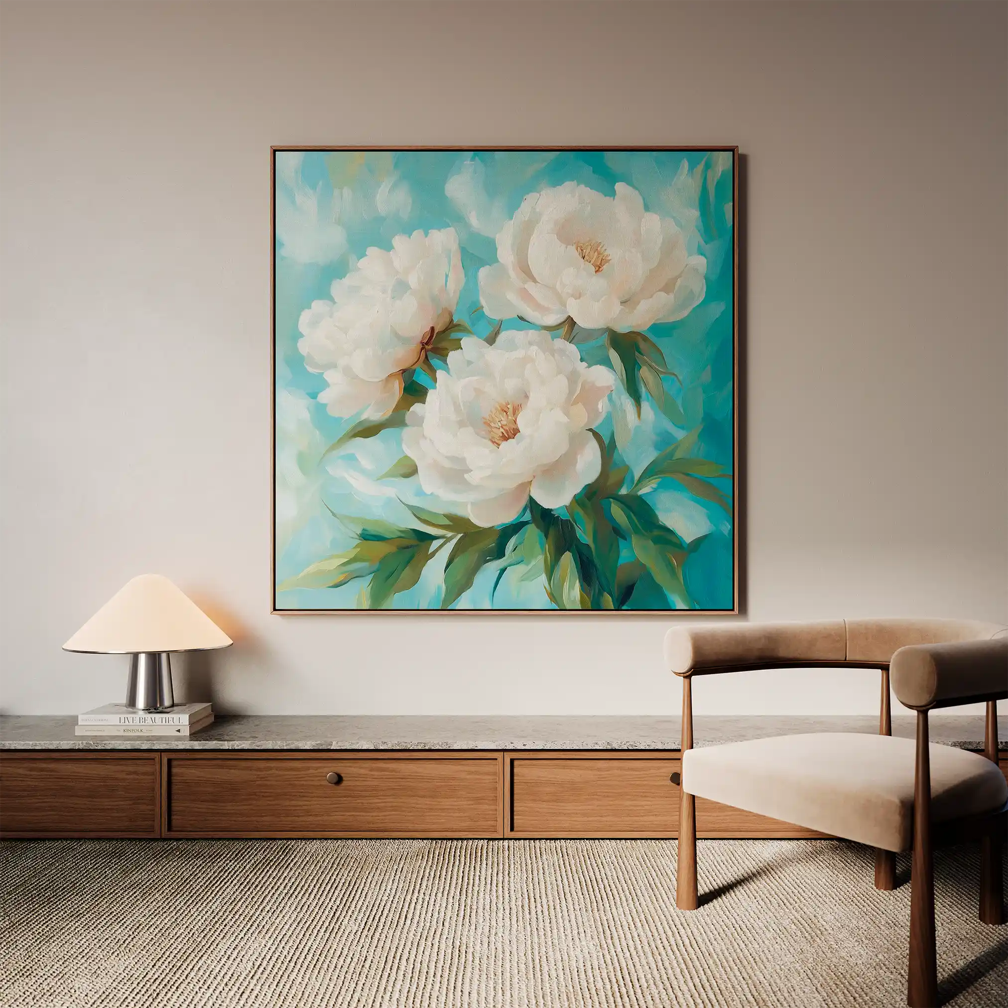 Floral 1312 Canvas Art 60 x 60 cm / Black