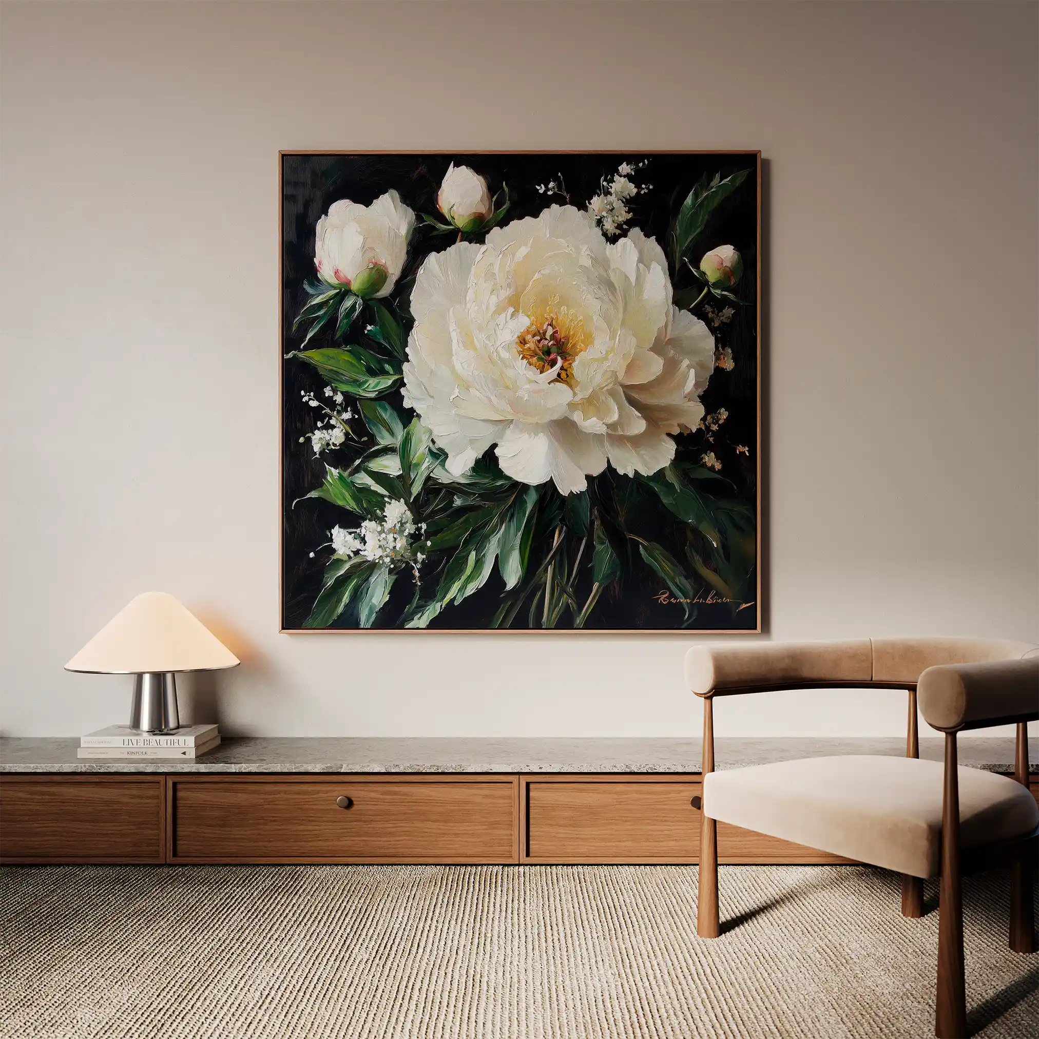 Floral 1313 Canvas Art 60 x 60 cm / Black