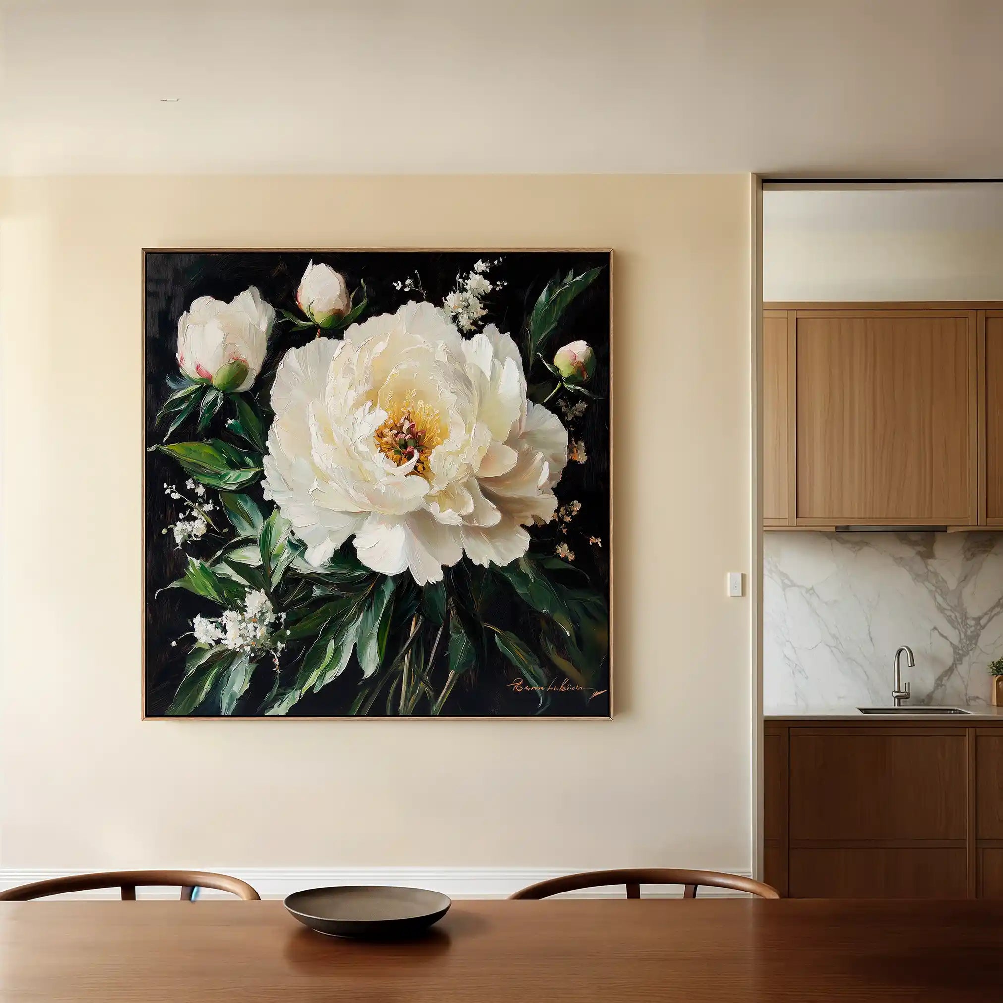 Floral 1313 Canvas Art 60 x 60 cm / Black