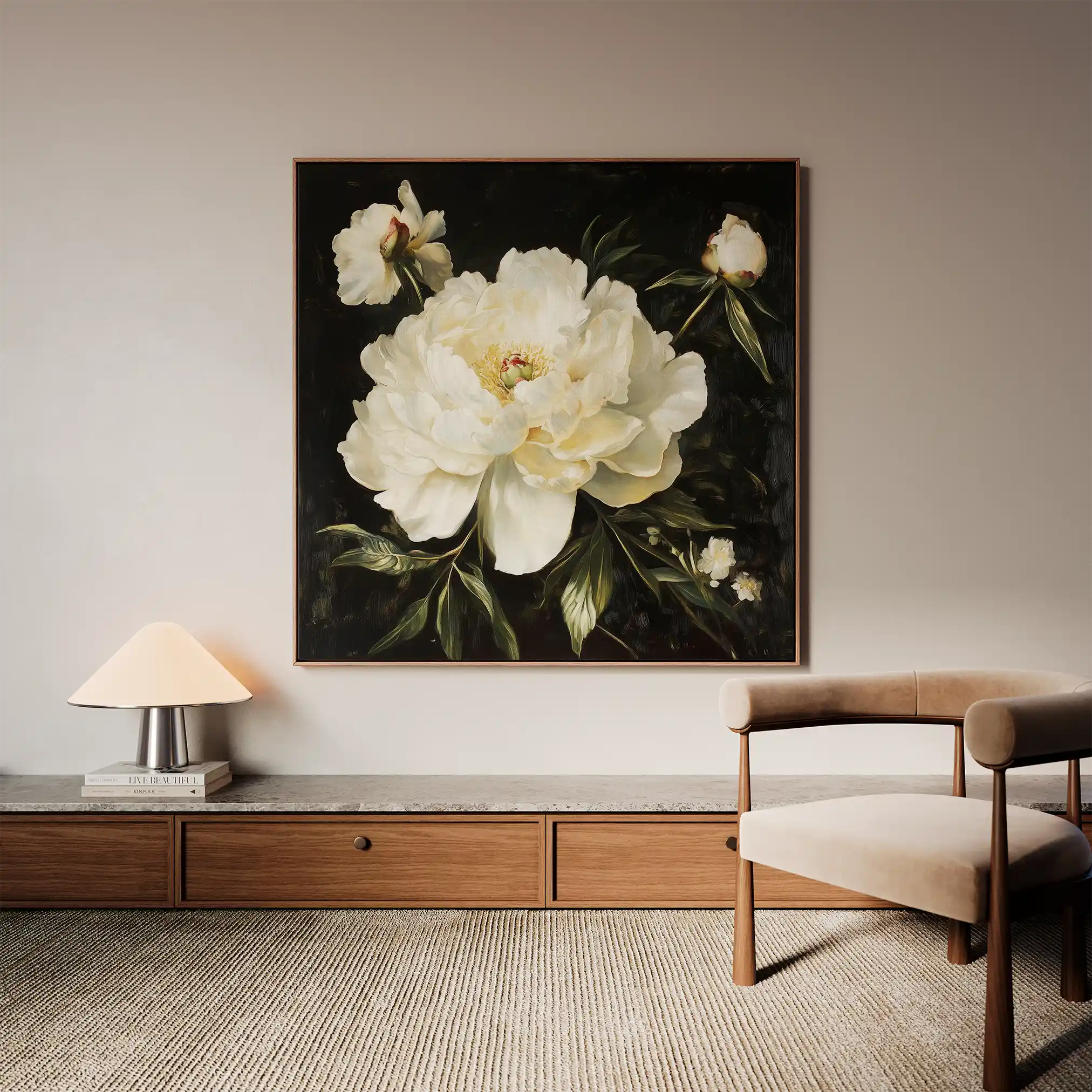Floral 1314 Canvas Art 60 x 60 cm / Black