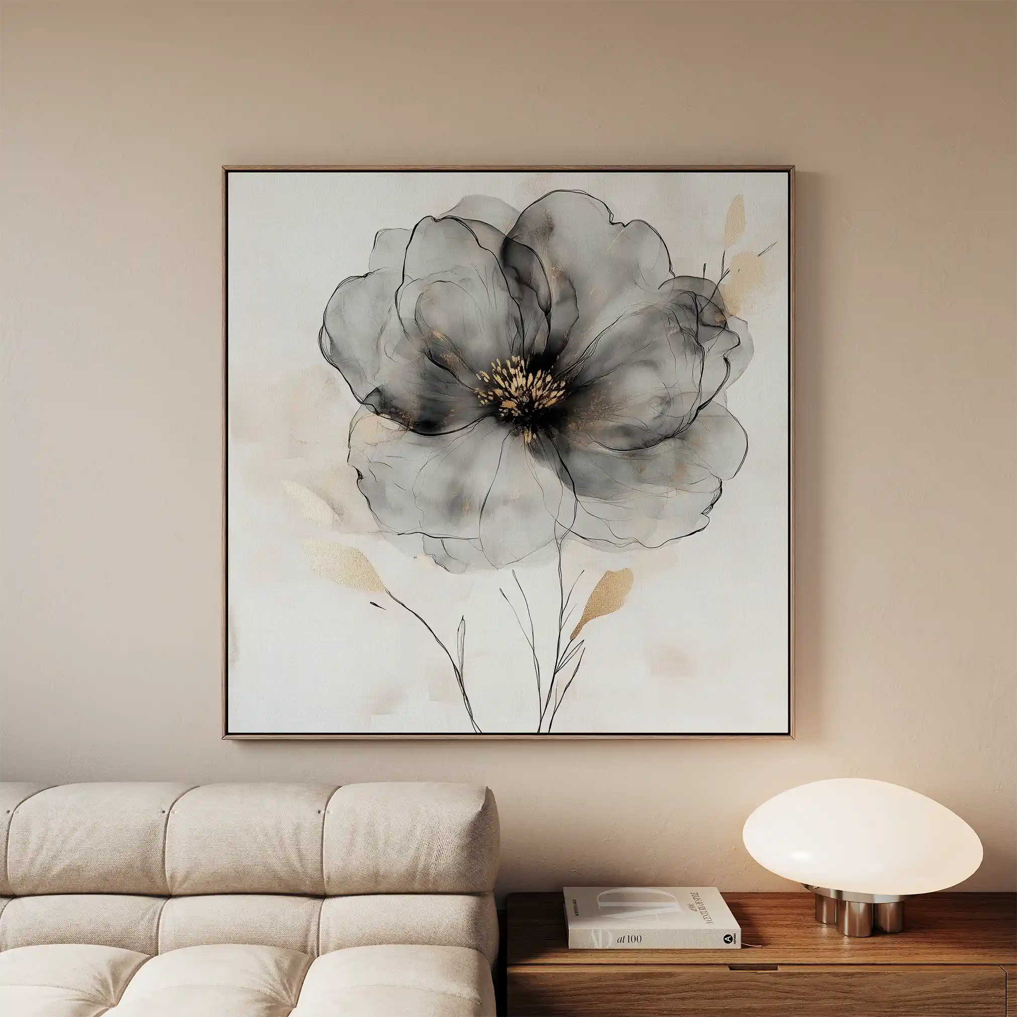 Floral 1317 Canvas Art 60 x 60 cm / Black