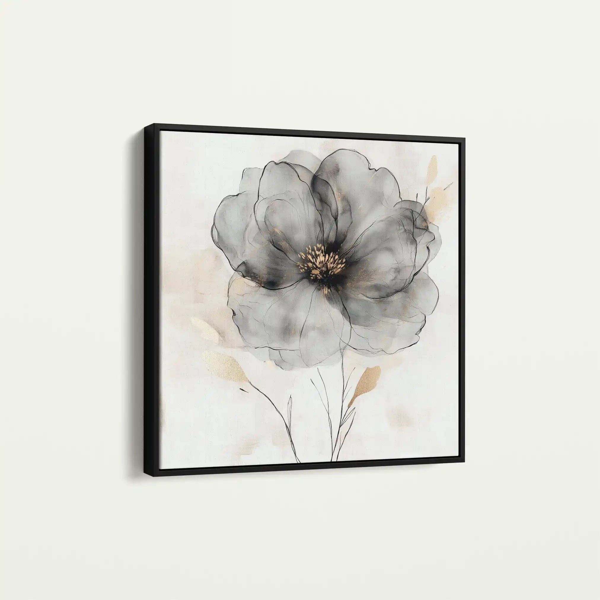 Floral 1317 Canvas Art 60 x 60 cm / Black