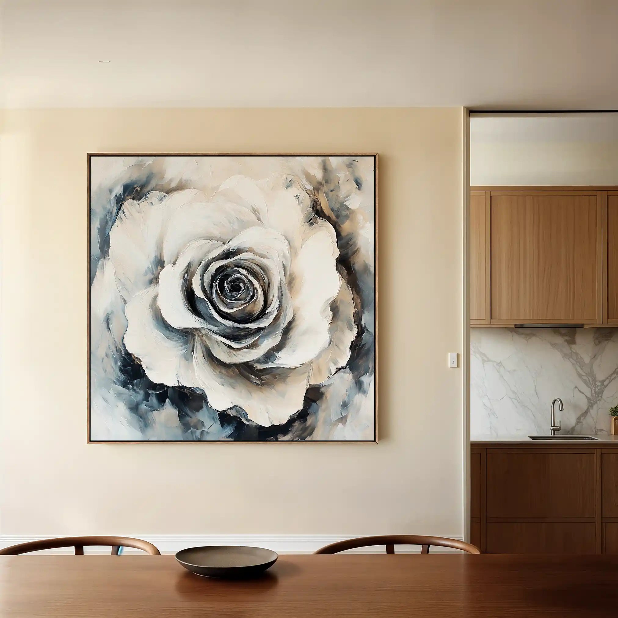 Floral 1318 Canvas Art 60 x 60 cm / Black