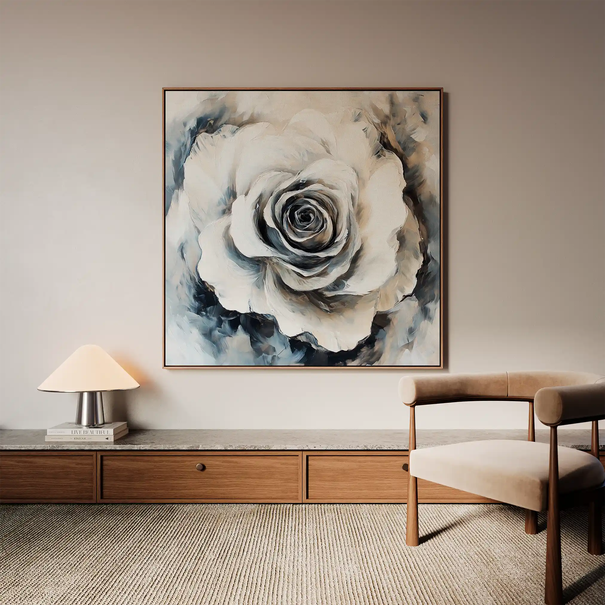 Floral 1318 Canvas Art 60 x 60 cm / Black