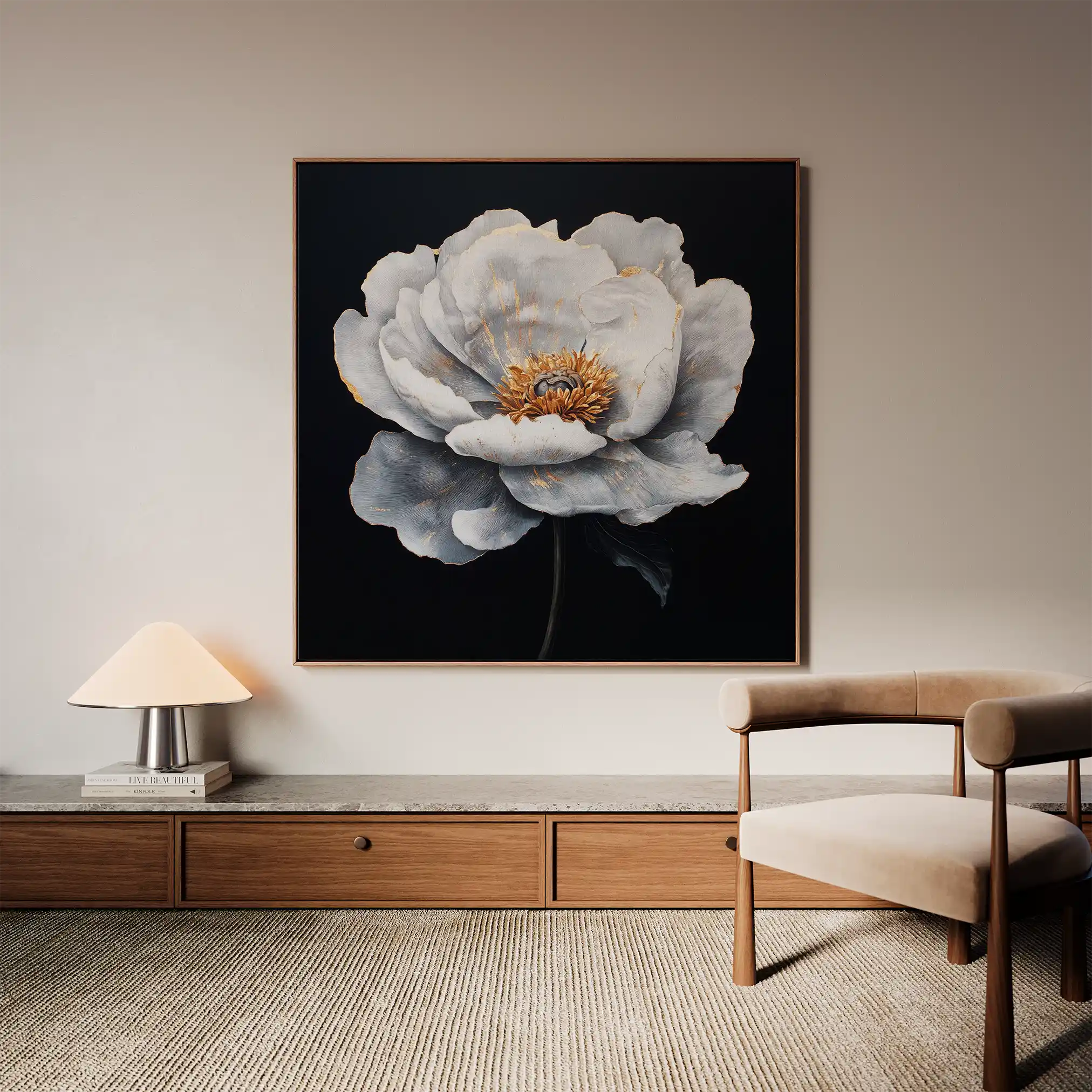 Floral 1319 Canvas Art 60 x 60 cm / Black