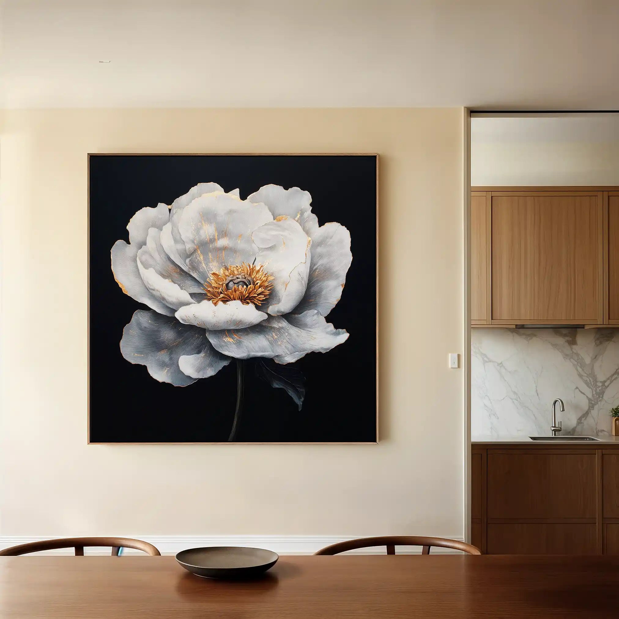 Floral 1319 Canvas Art 60 x 60 cm / Black