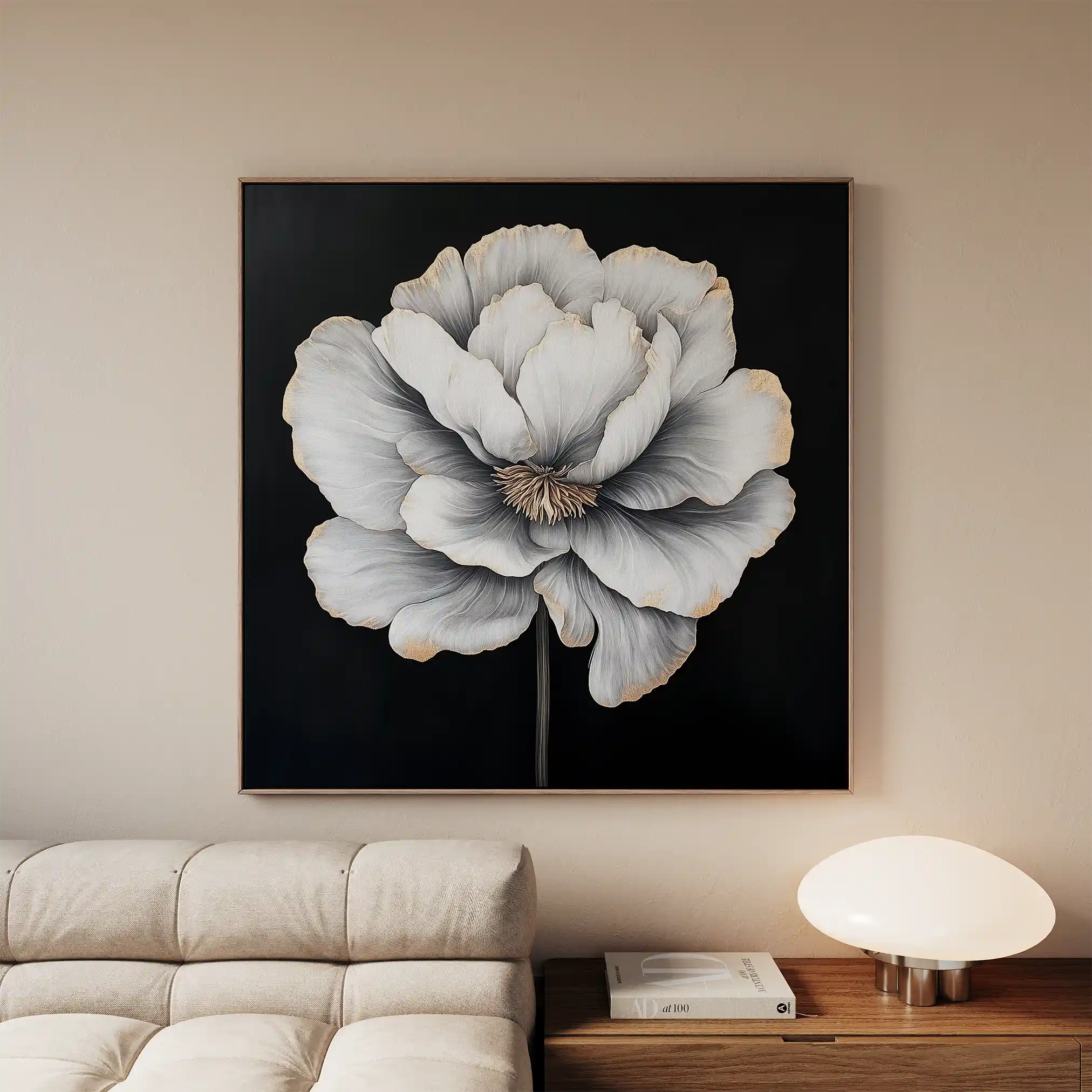 Floral 1320 Canvas Art 60 x 60 cm / Black
