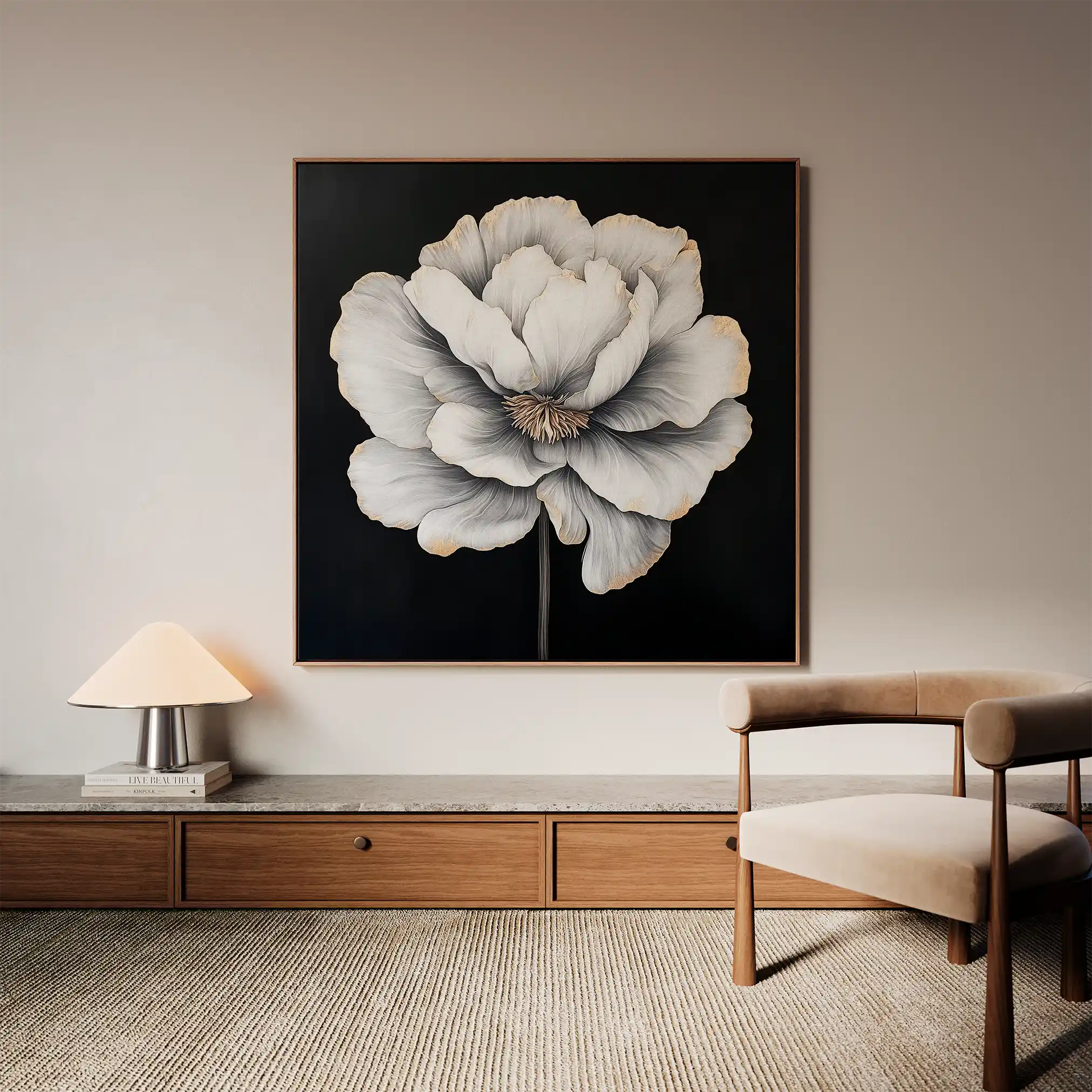 Floral 1320 Canvas Art 60 x 60 cm / Black