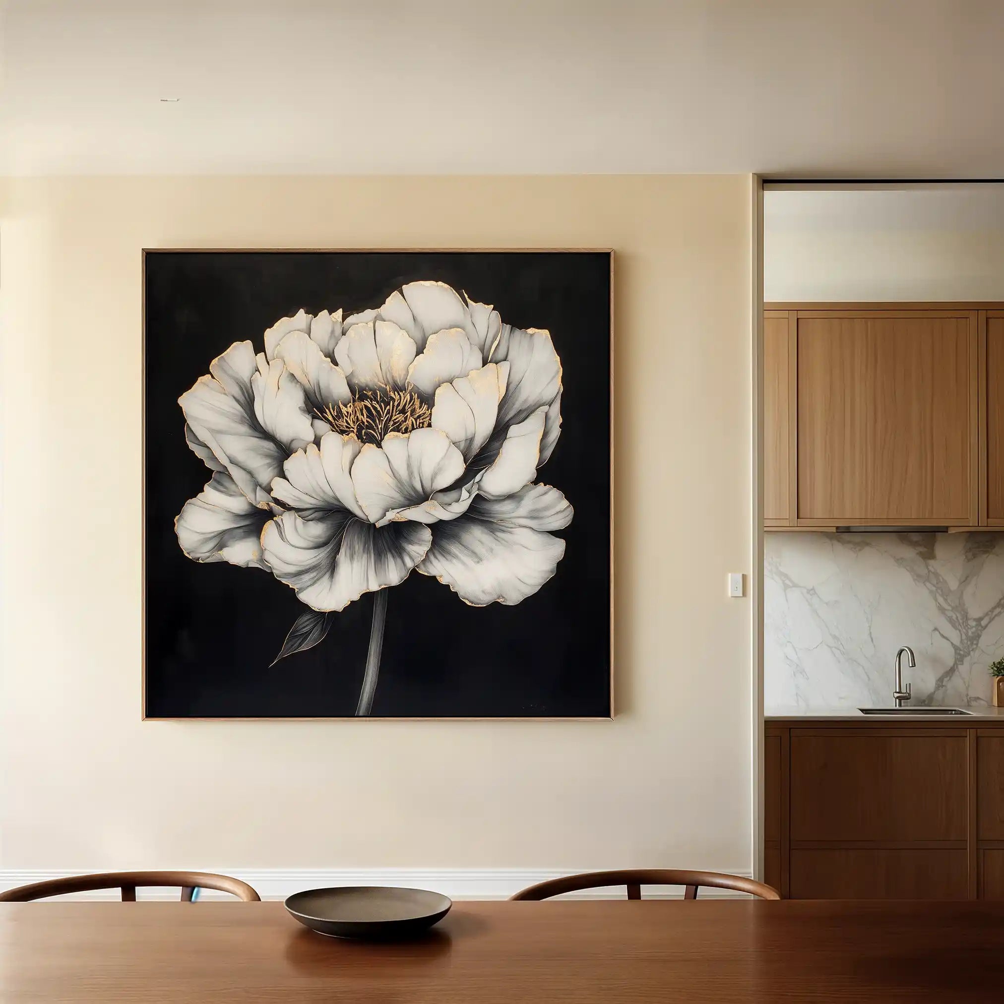 Floral 1321 Canvas Art 60 x 60 cm / Black