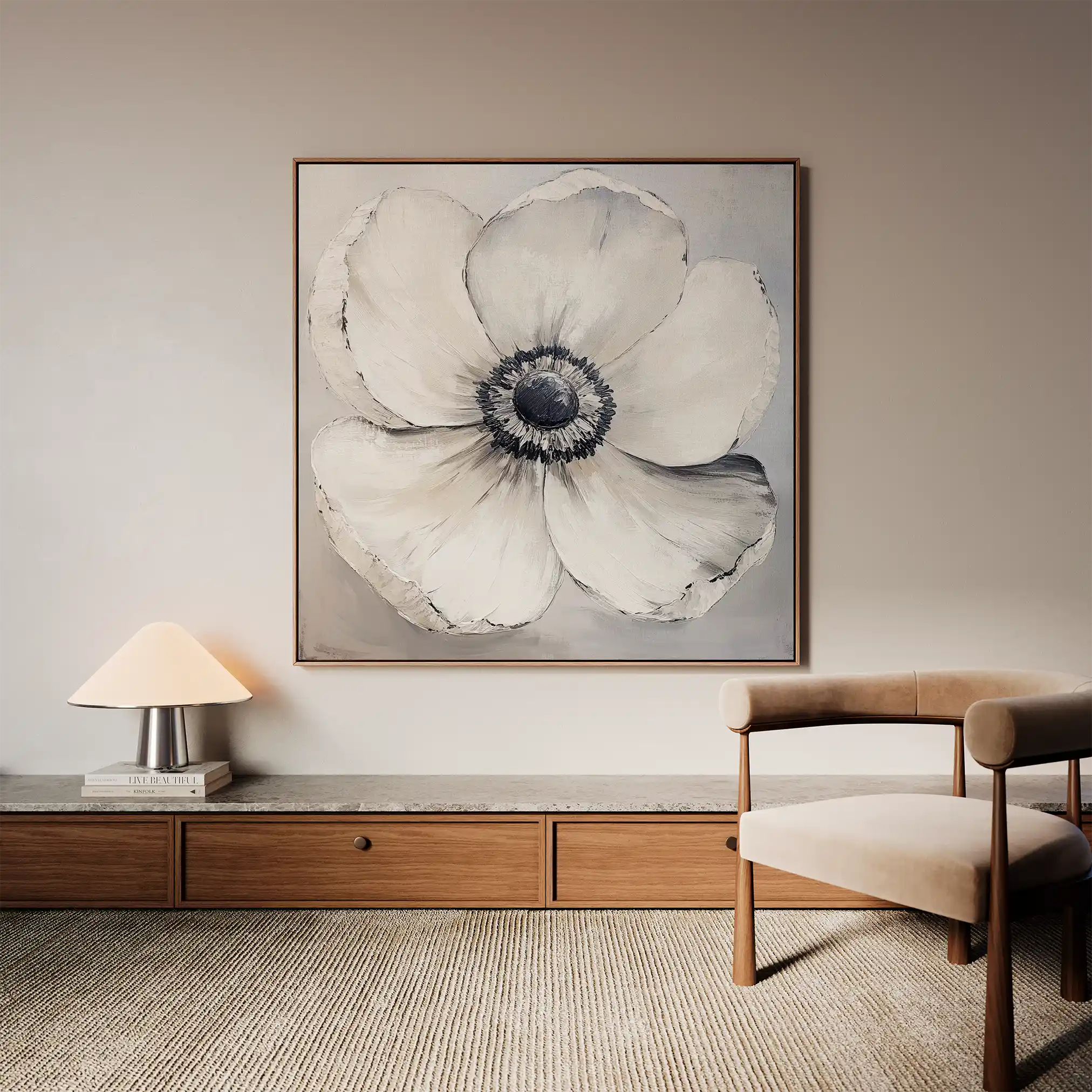 Floral 1322 Canvas Art 60 x 60 cm / Black