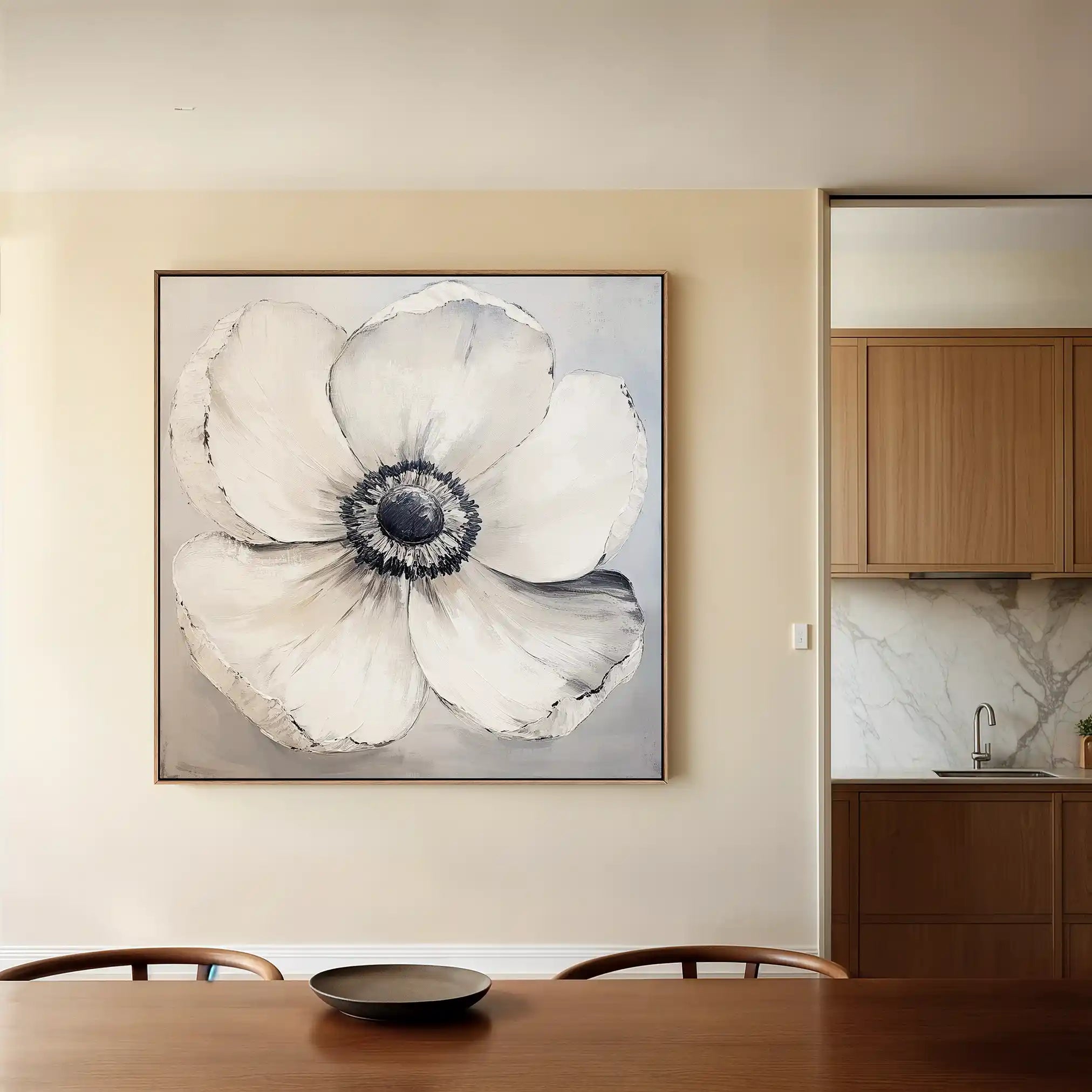 Floral 1322 Canvas Art 60 x 60 cm / Black