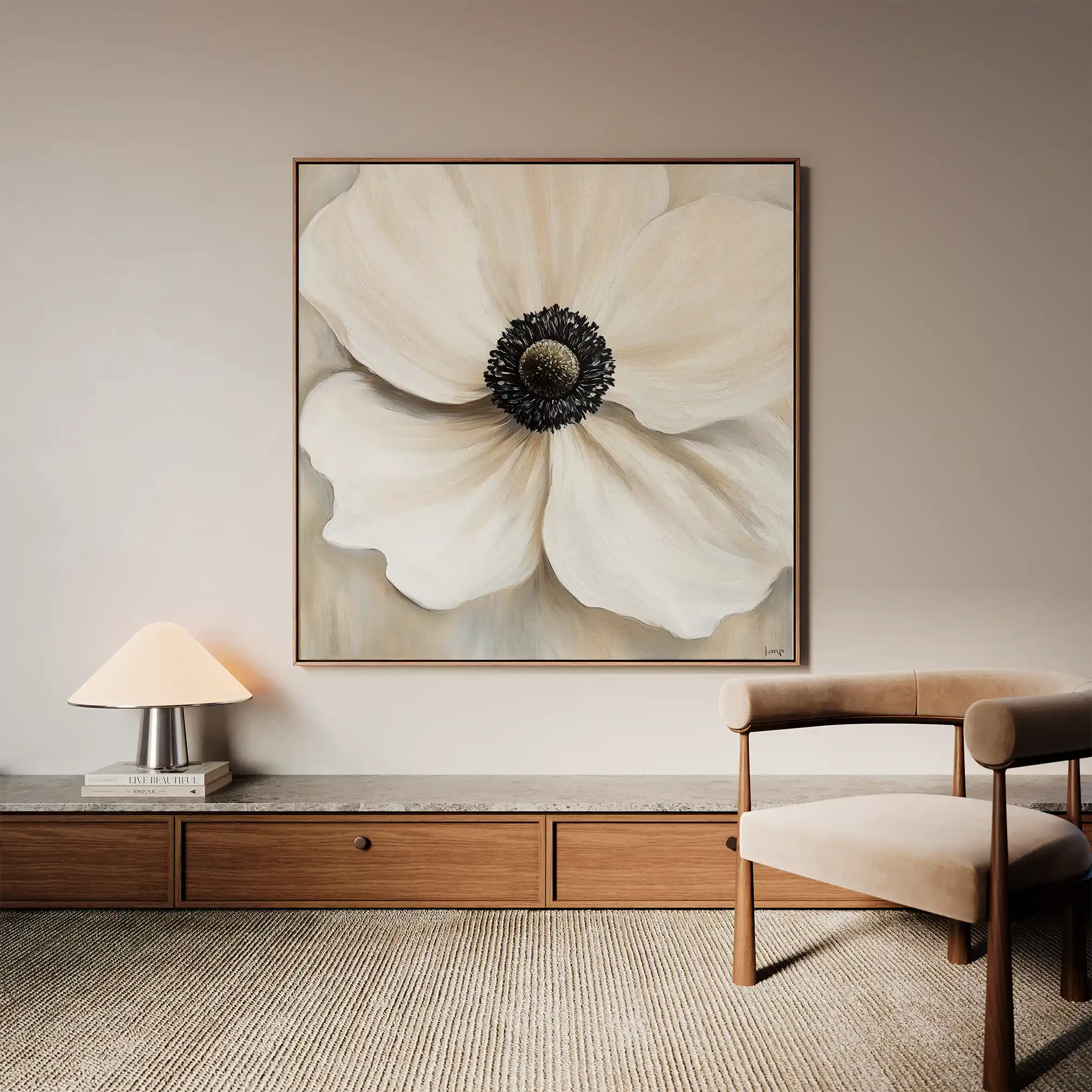 Floral 1325 Canvas Art 60 x 60 cm / Black