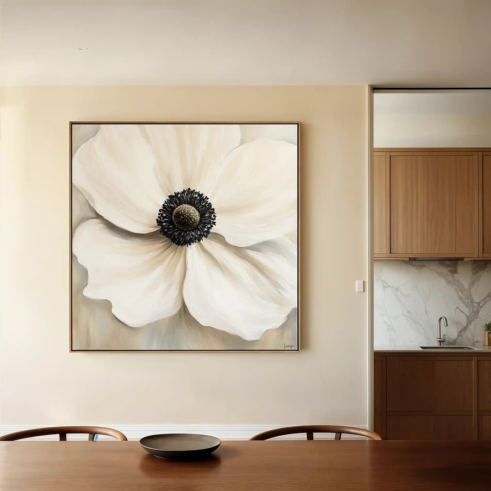 Floral 1325 Canvas Art 60 x 60 cm / Black