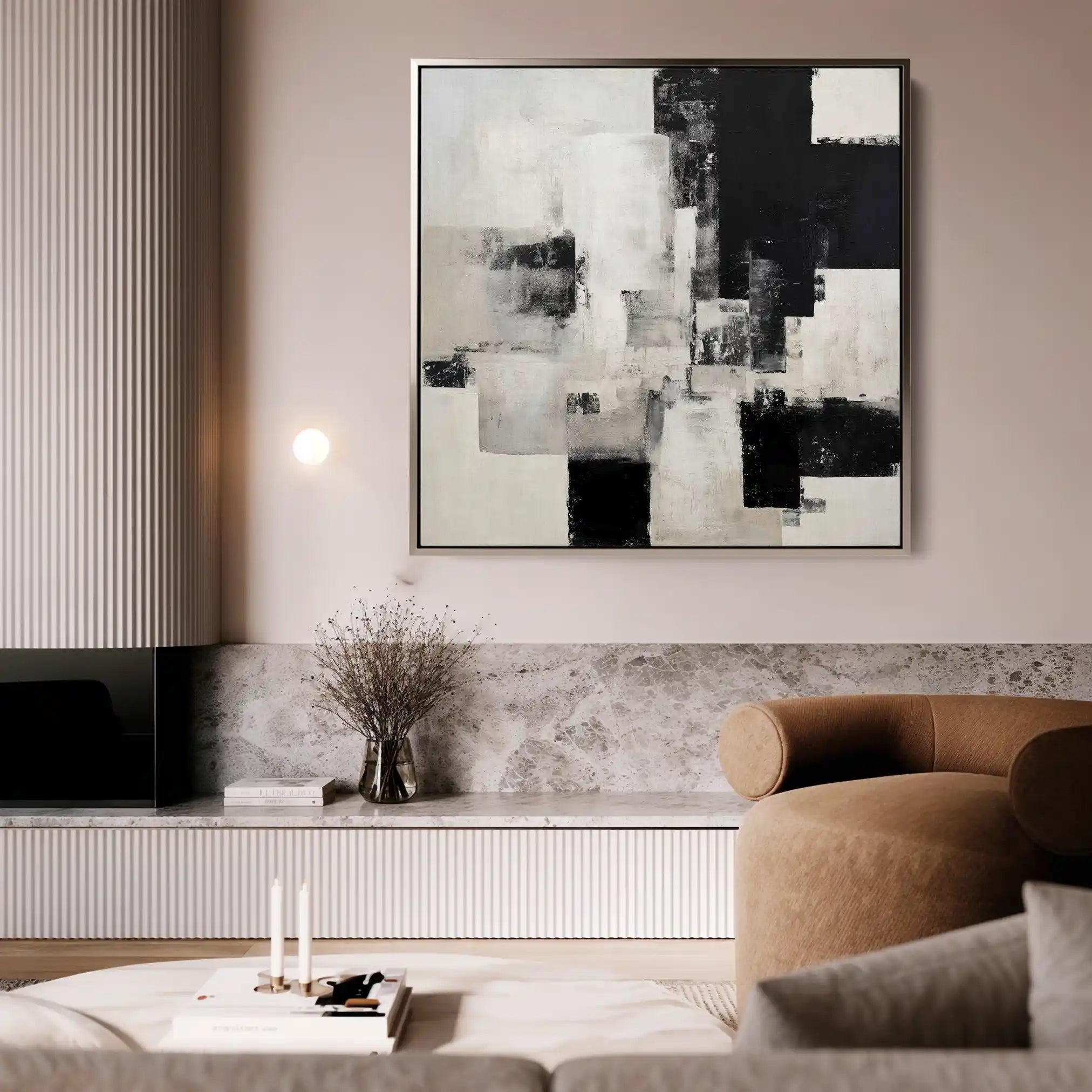 Abstract 1326 Canvas Art 60 x 60 cm / Black