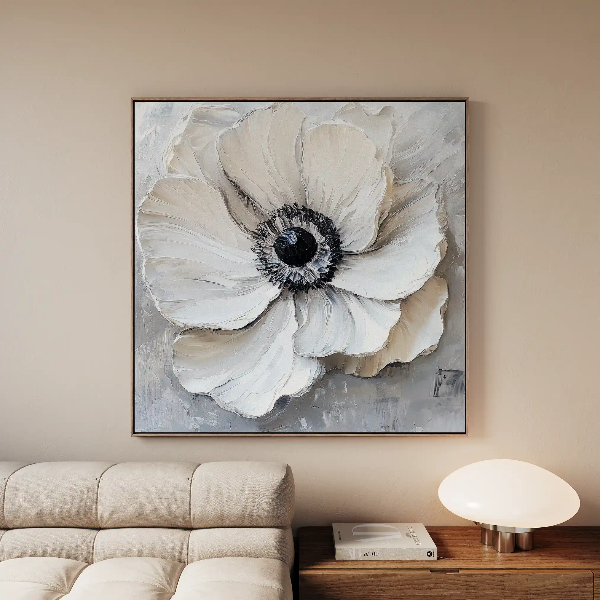 Floral 1326 Canvas Art 60 x 60 cm / Black