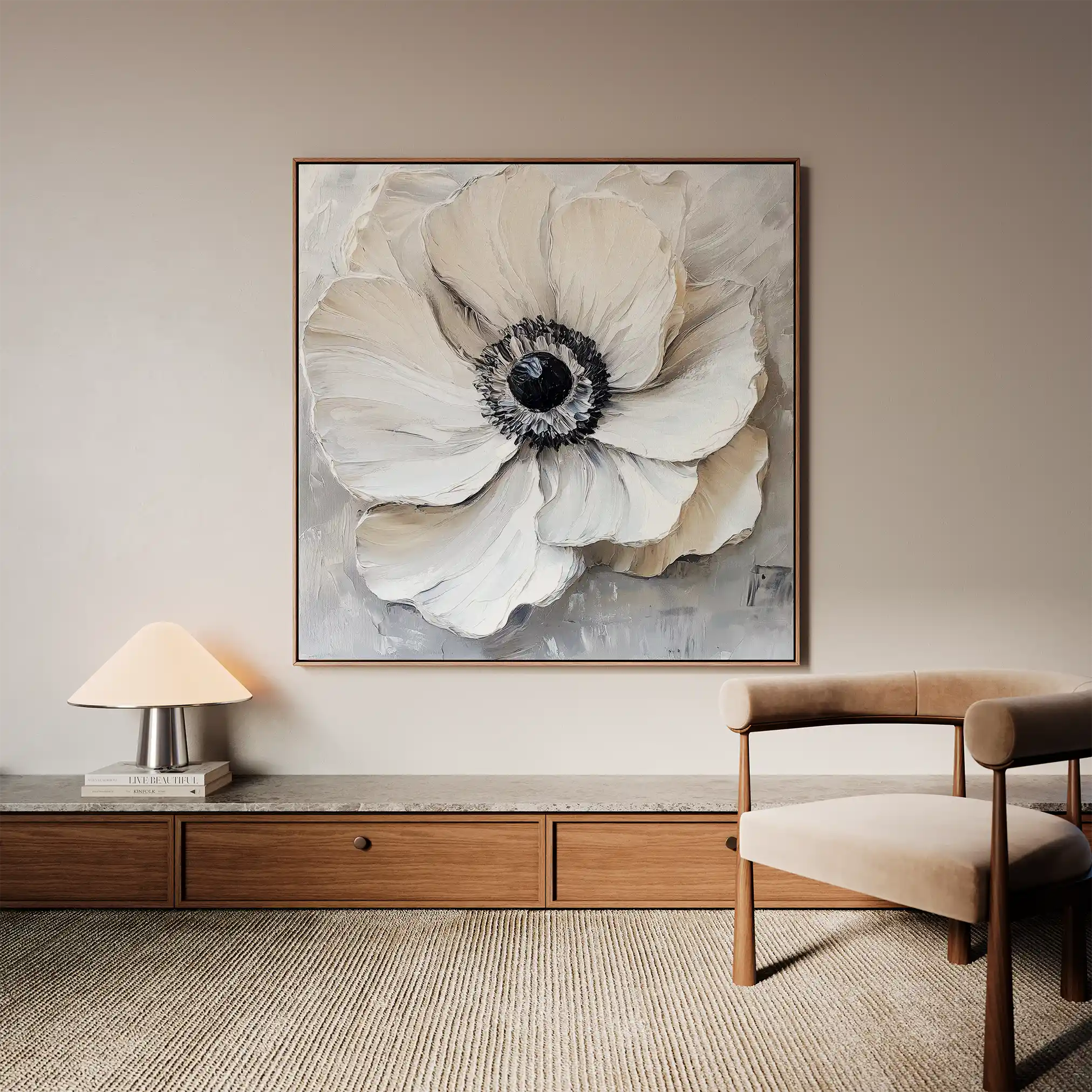 Floral 1326 Canvas Art 60 x 60 cm / Black