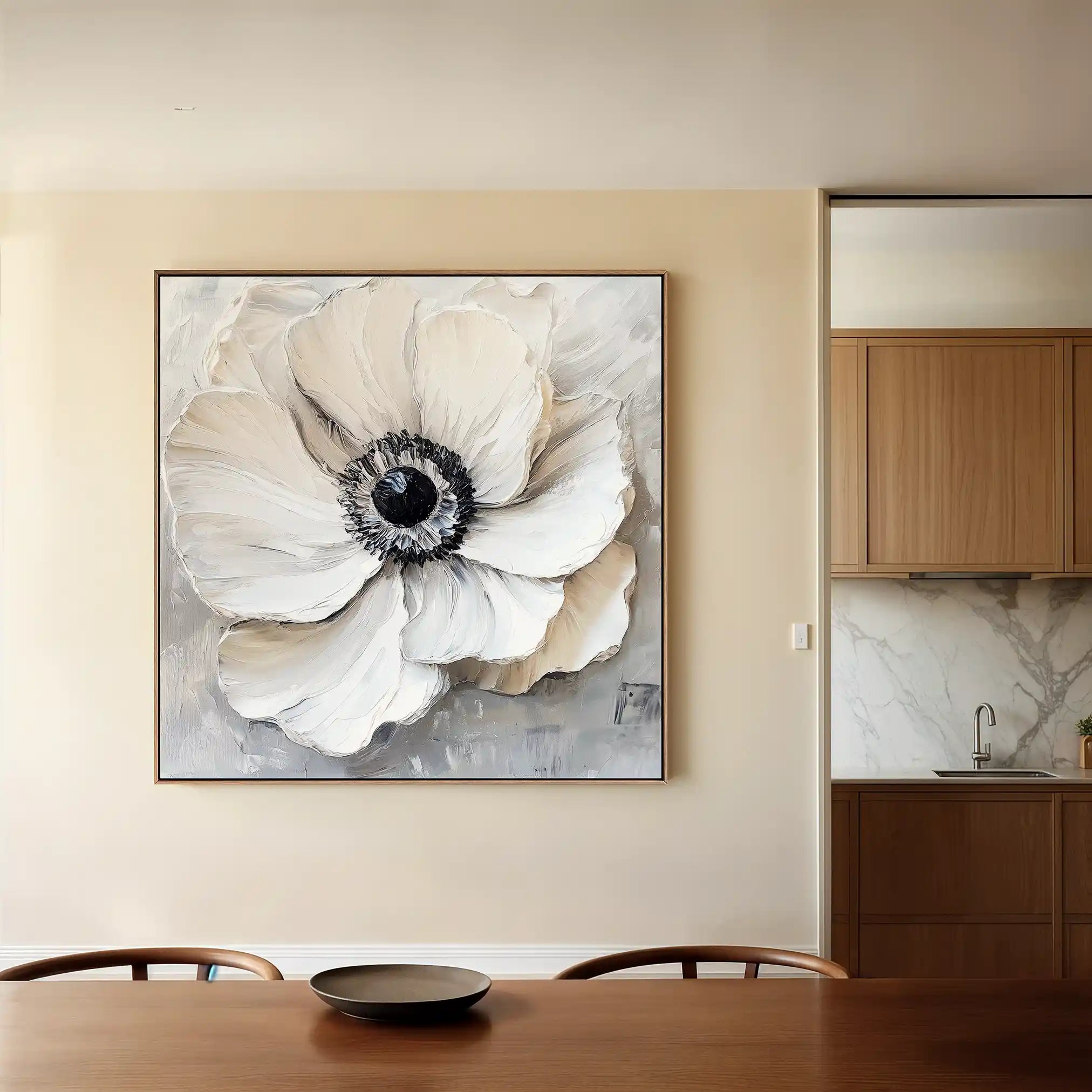 Floral 1326 Canvas Art 60 x 60 cm / Black