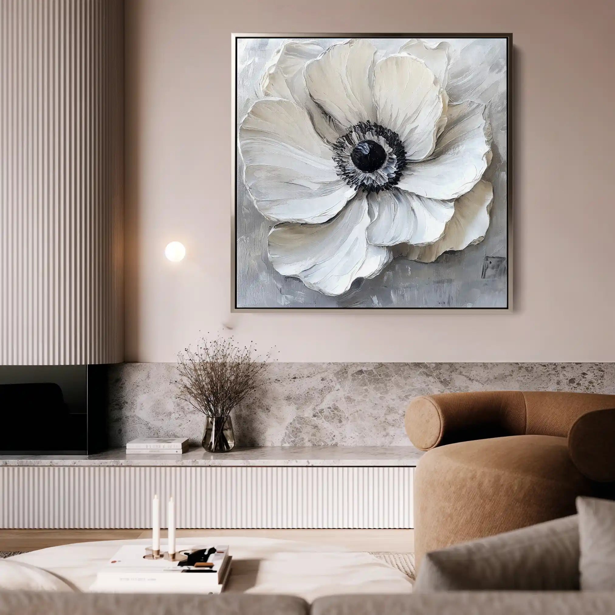 Floral 1326 Canvas Art 60 x 60 cm / Black