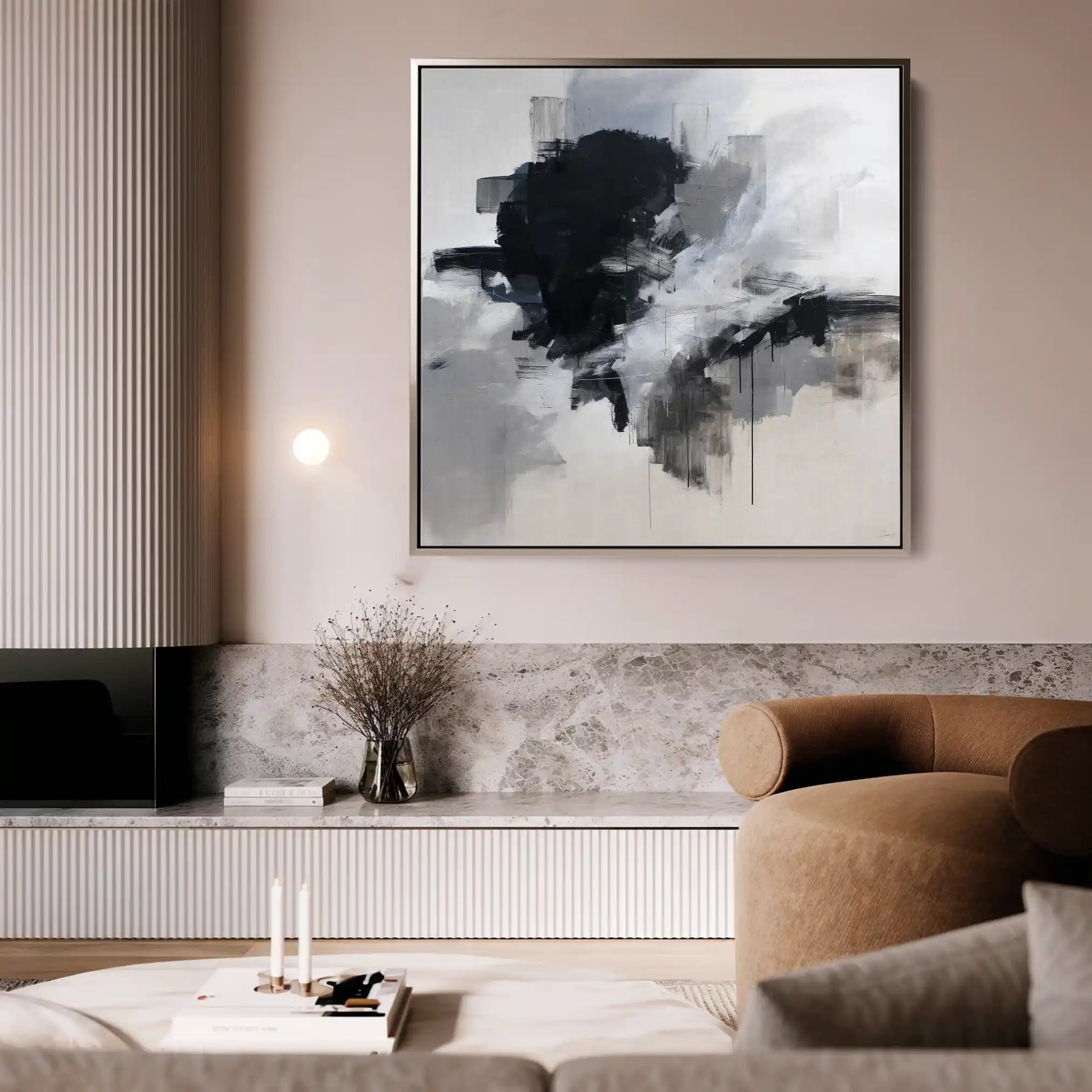 Abstract 1327 Canvas Art 60 x 60 cm / Black