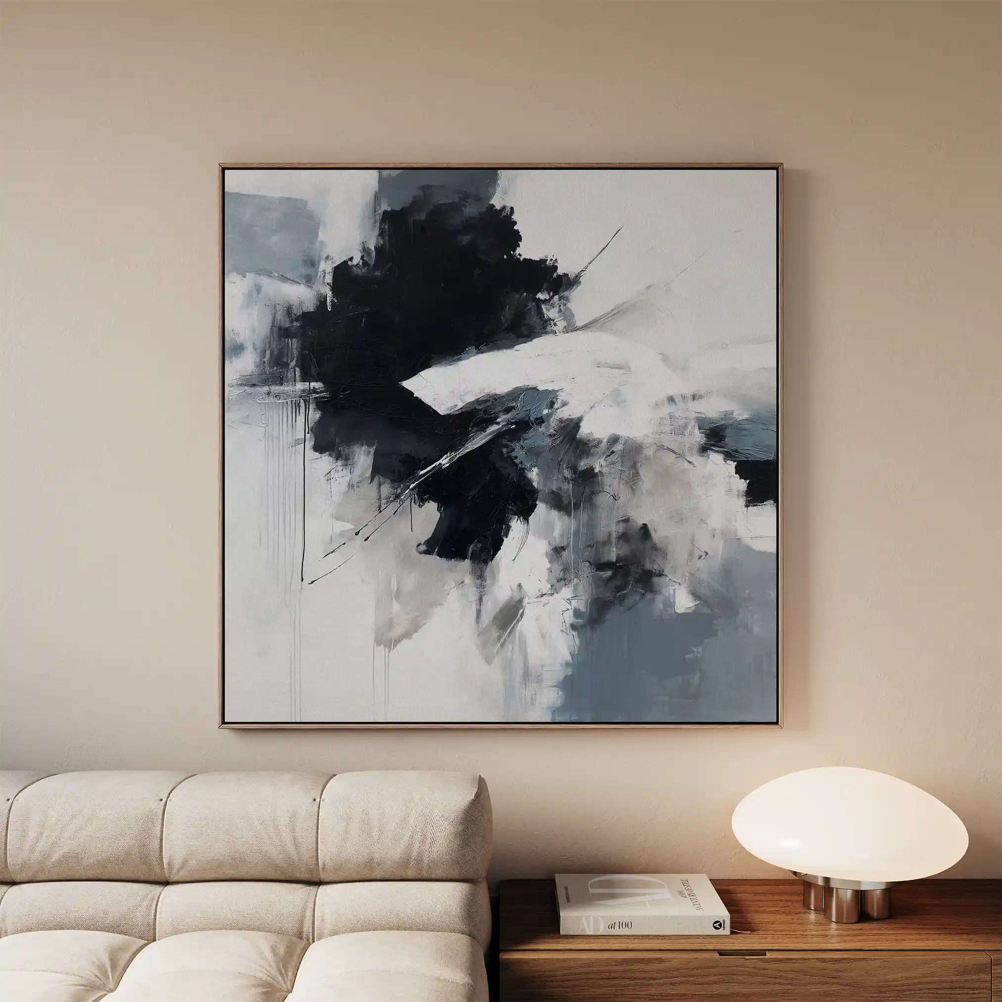 Abstract 1328 Canvas Art 60 x 60 cm / Black