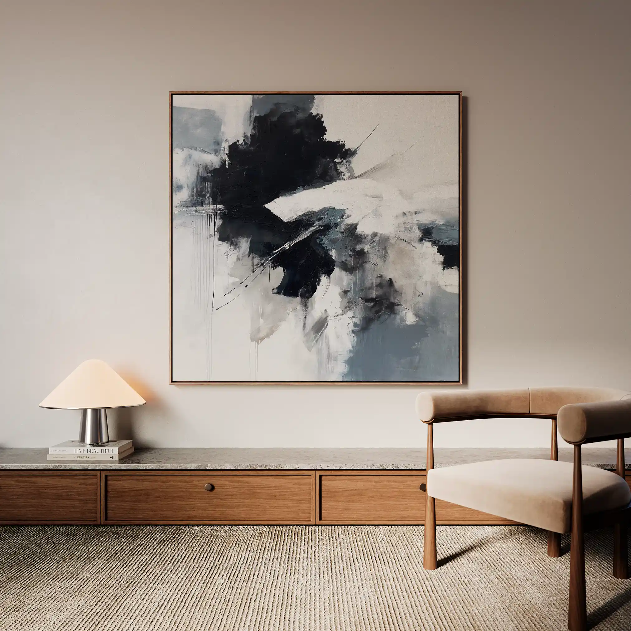 Abstract 1328 Canvas Art 60 x 60 cm / Black