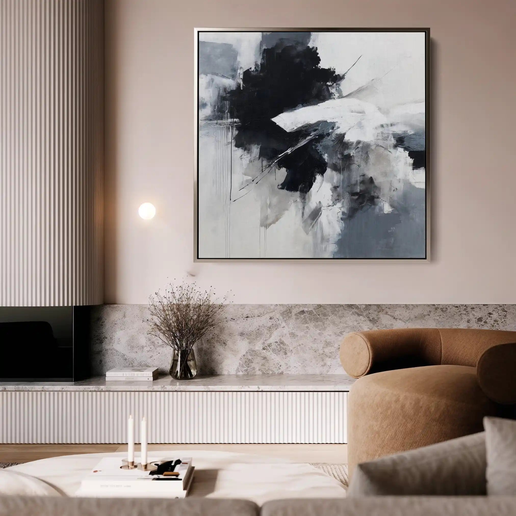 Abstract 1328 Canvas Art 60 x 60 cm / Black