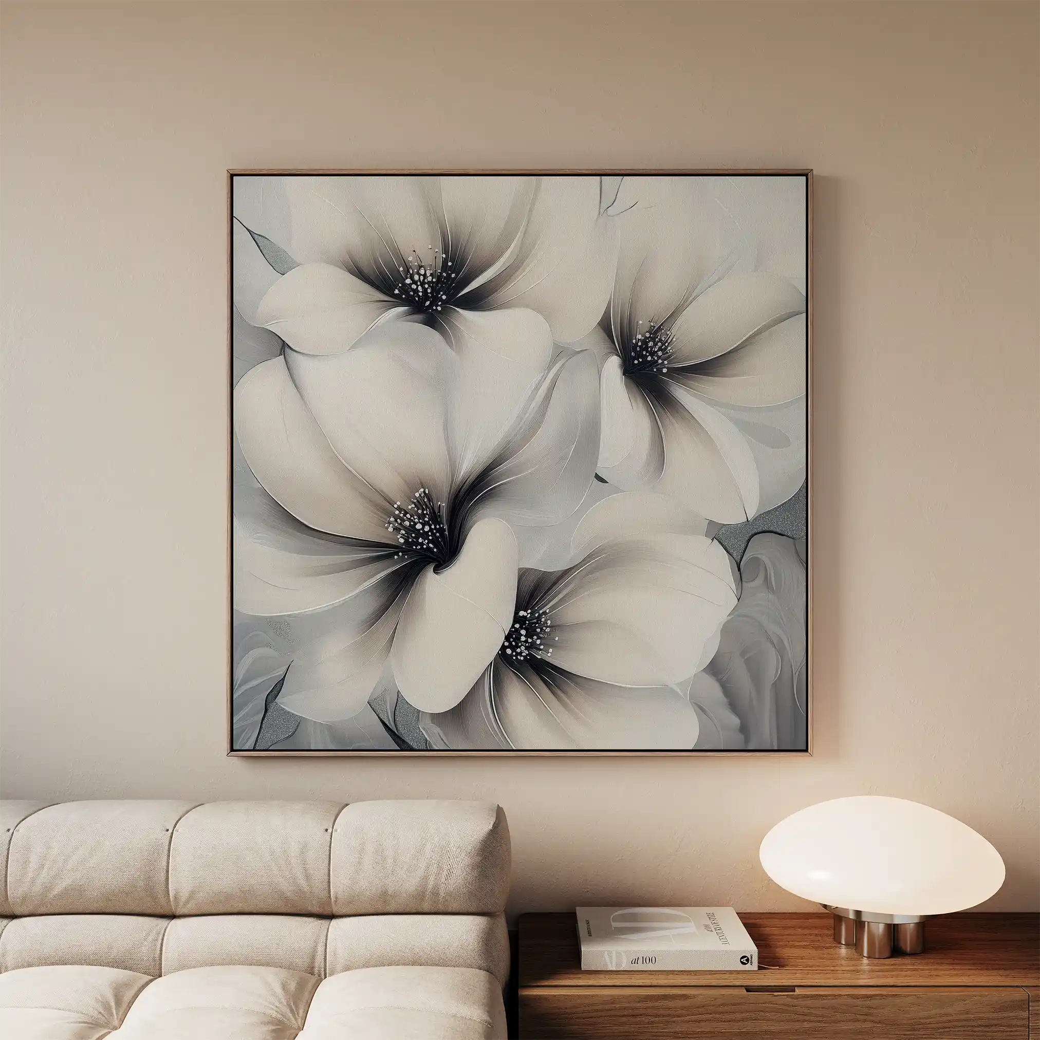 Floral 1328 Canvas Art 60 x 60 cm / Black