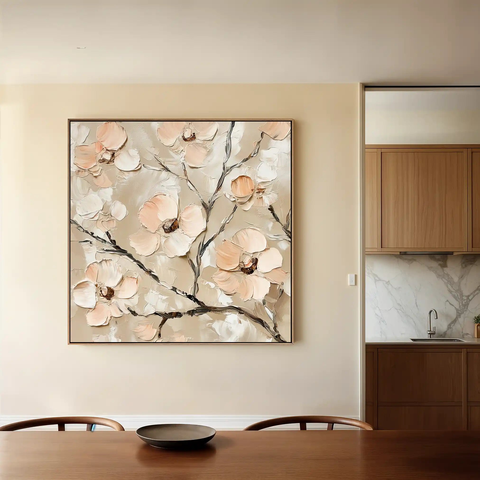 Floral 1330 Canvas Art 60 x 60 cm / Black