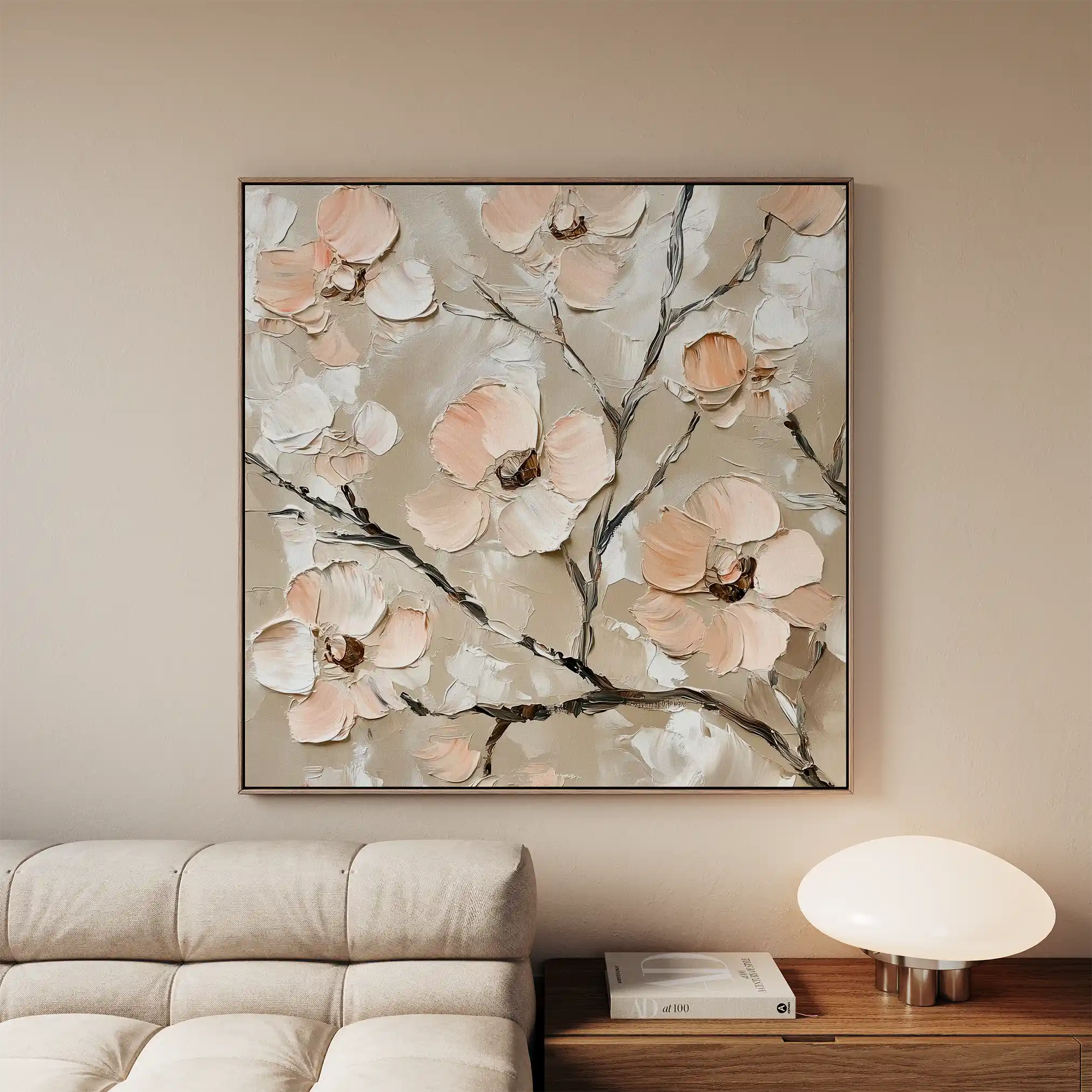 Floral 1330 Canvas Art 60 x 60 cm / Black