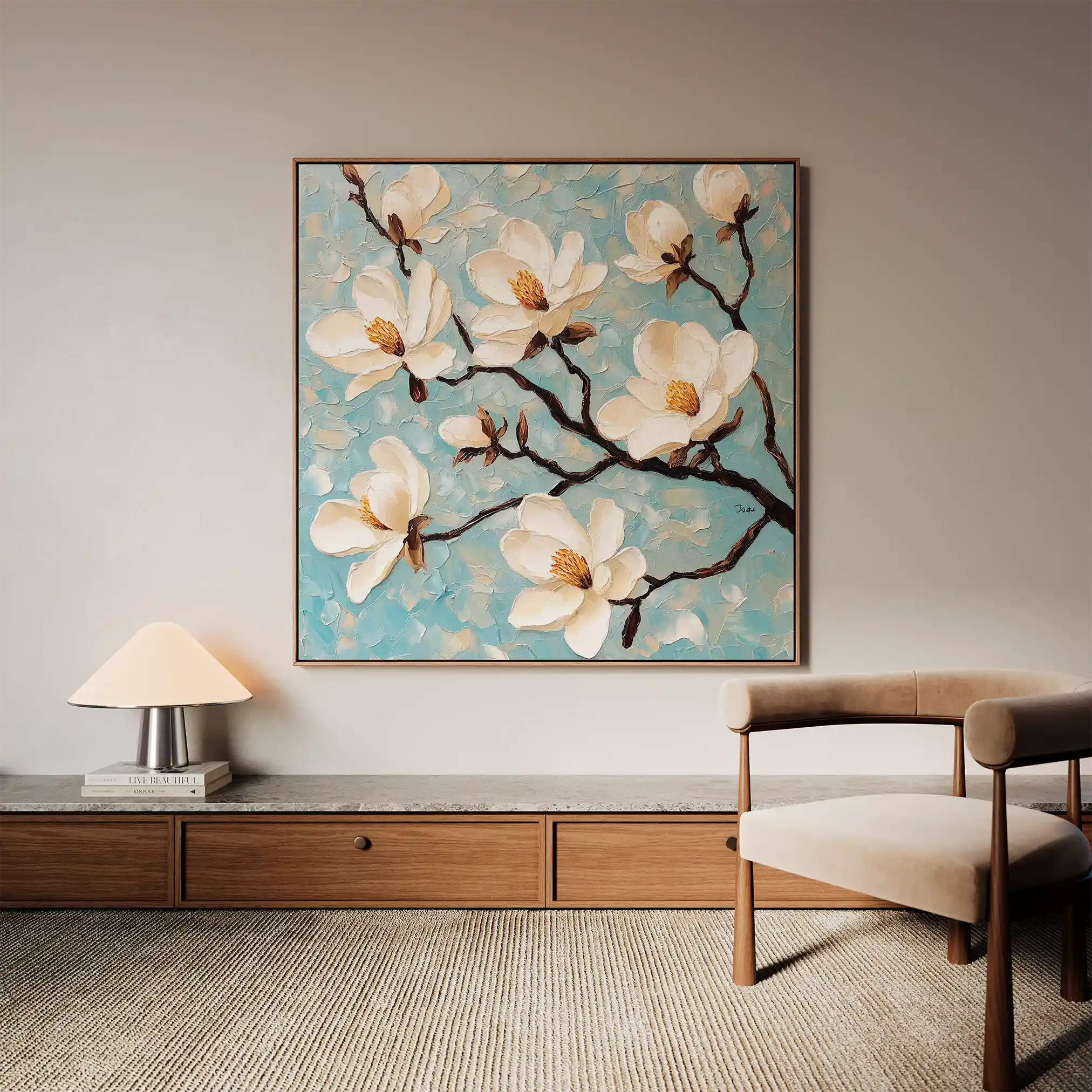 Floral 1331 Canvas Art 60 x 60 cm / Black