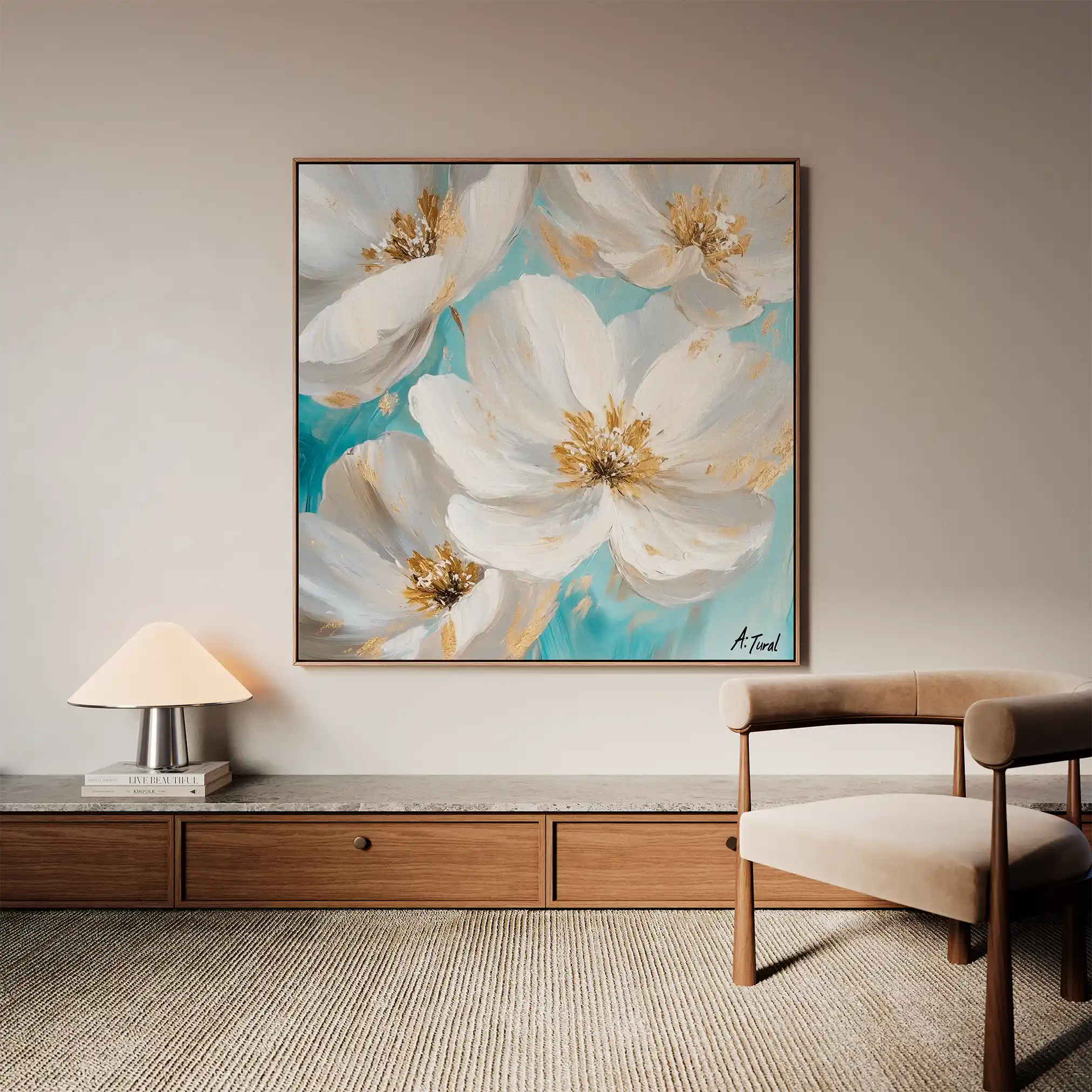 Floral 1335 Canvas Art 60 x 60 cm / Black