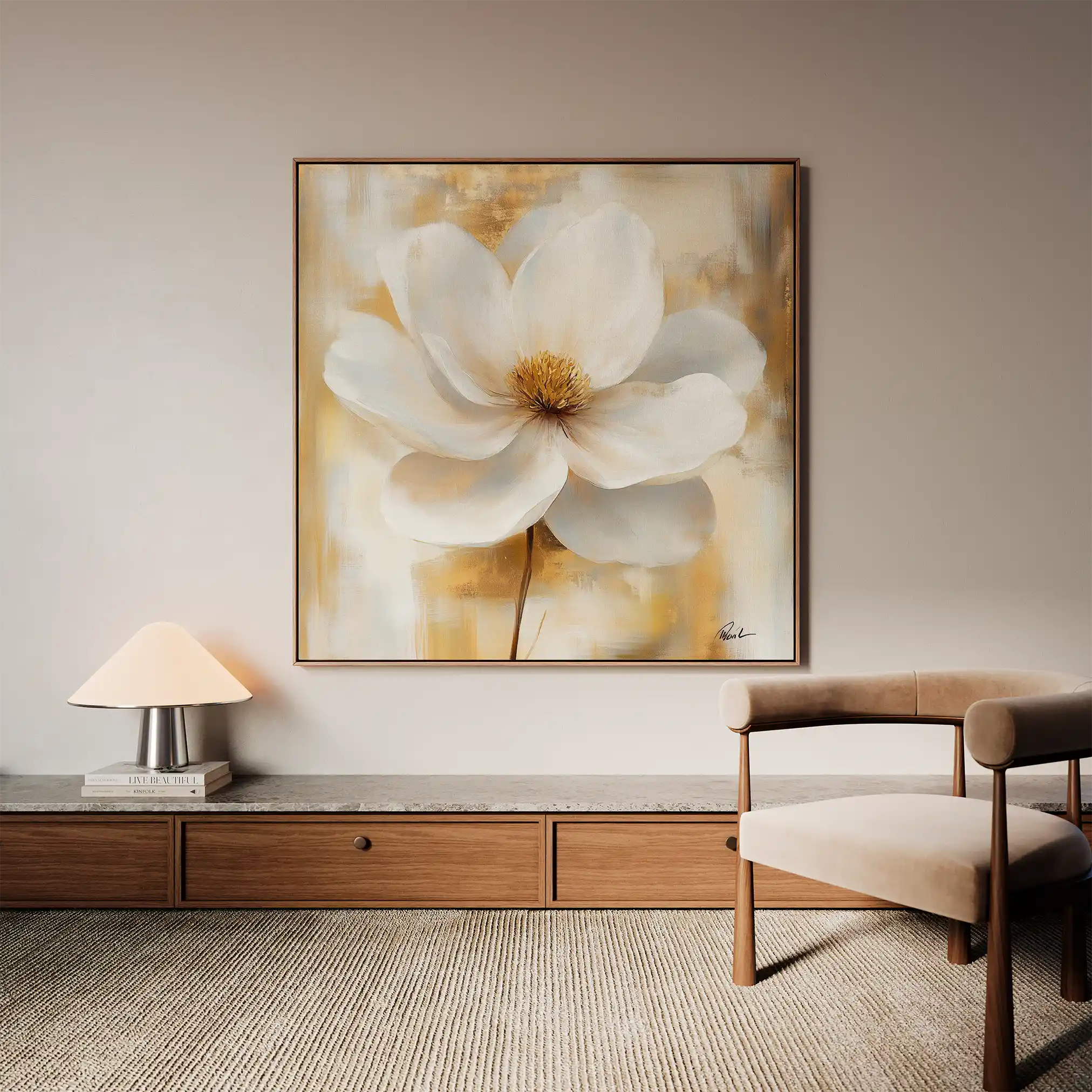 Floral 1336 Canvas Art 60 x 60 cm / Black