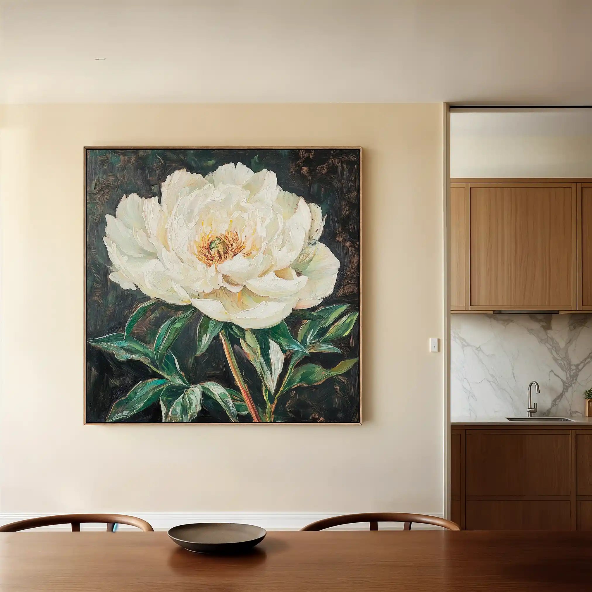 Floral 1337 Canvas Art 60 x 60 cm / Black