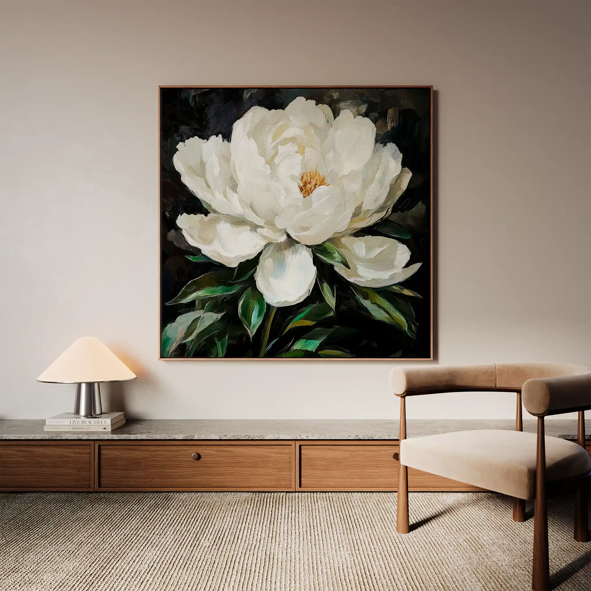 Floral 1338 Canvas Art 60 x 60 cm / Black