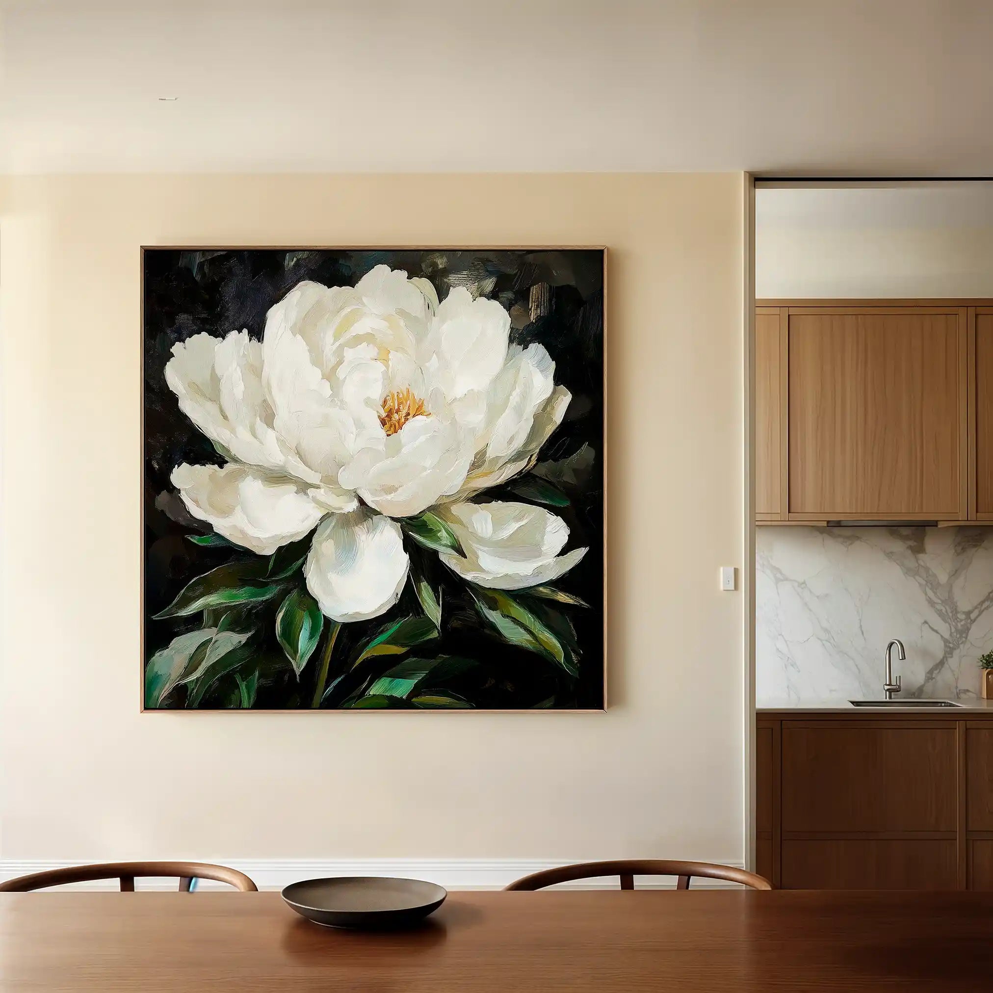 Floral 1338 Canvas Art 60 x 60 cm / Black