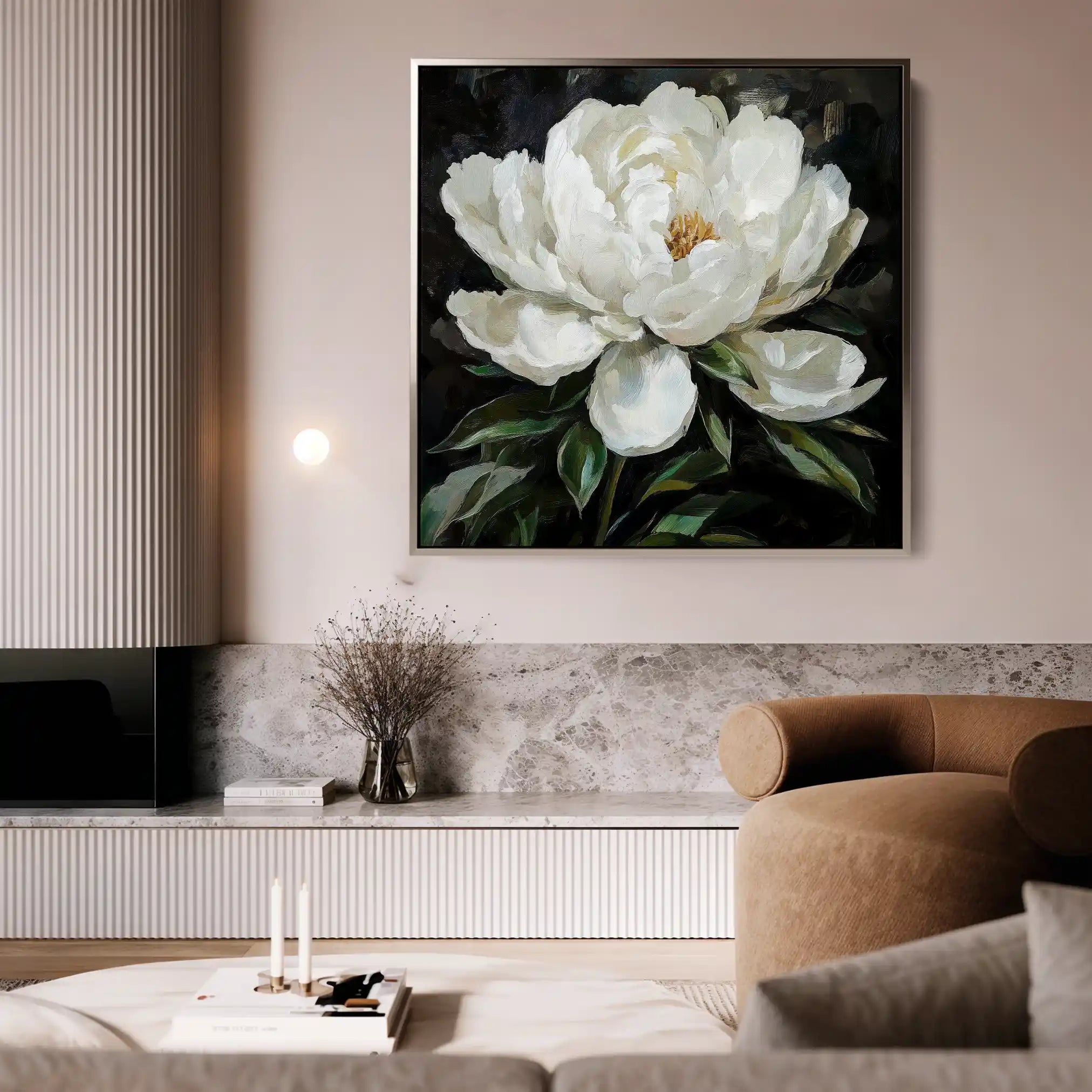 Floral 1338 Canvas Art 60 x 60 cm / Black