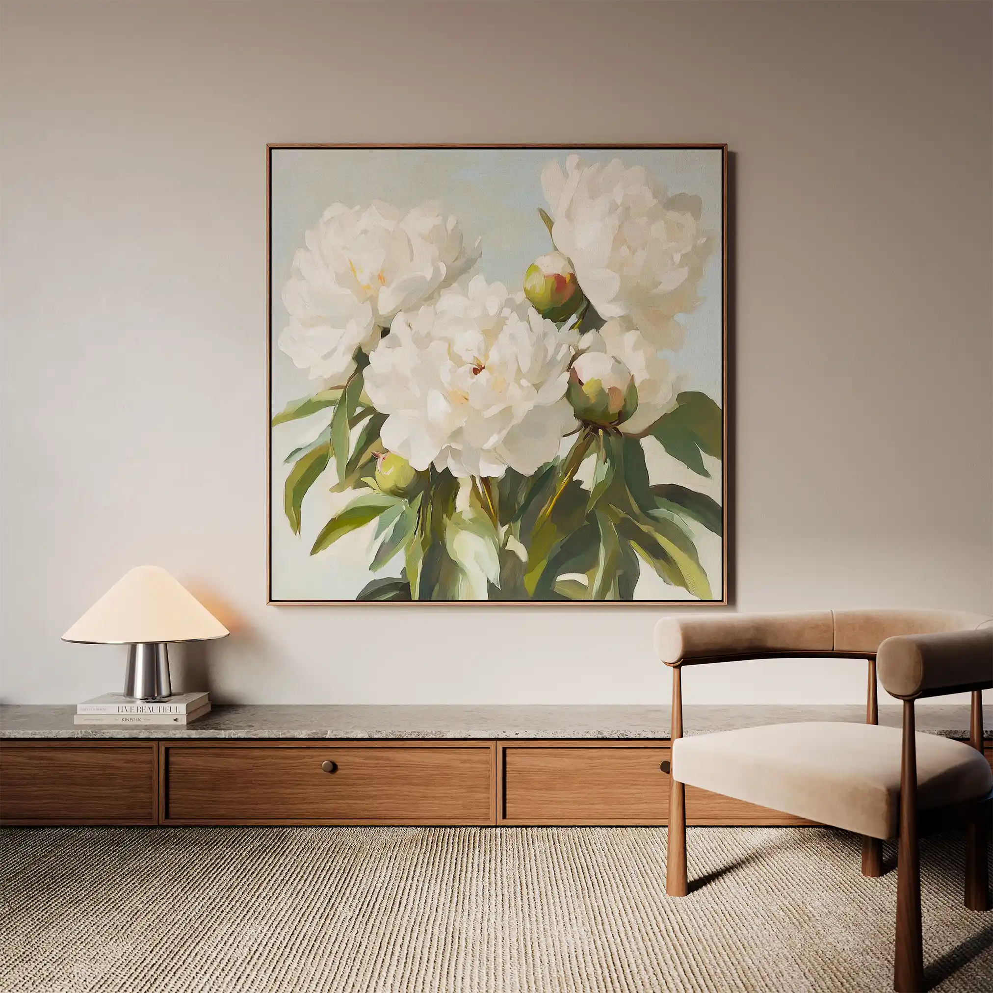 Floral 1339 Canvas Art 60 x 60 cm / Black