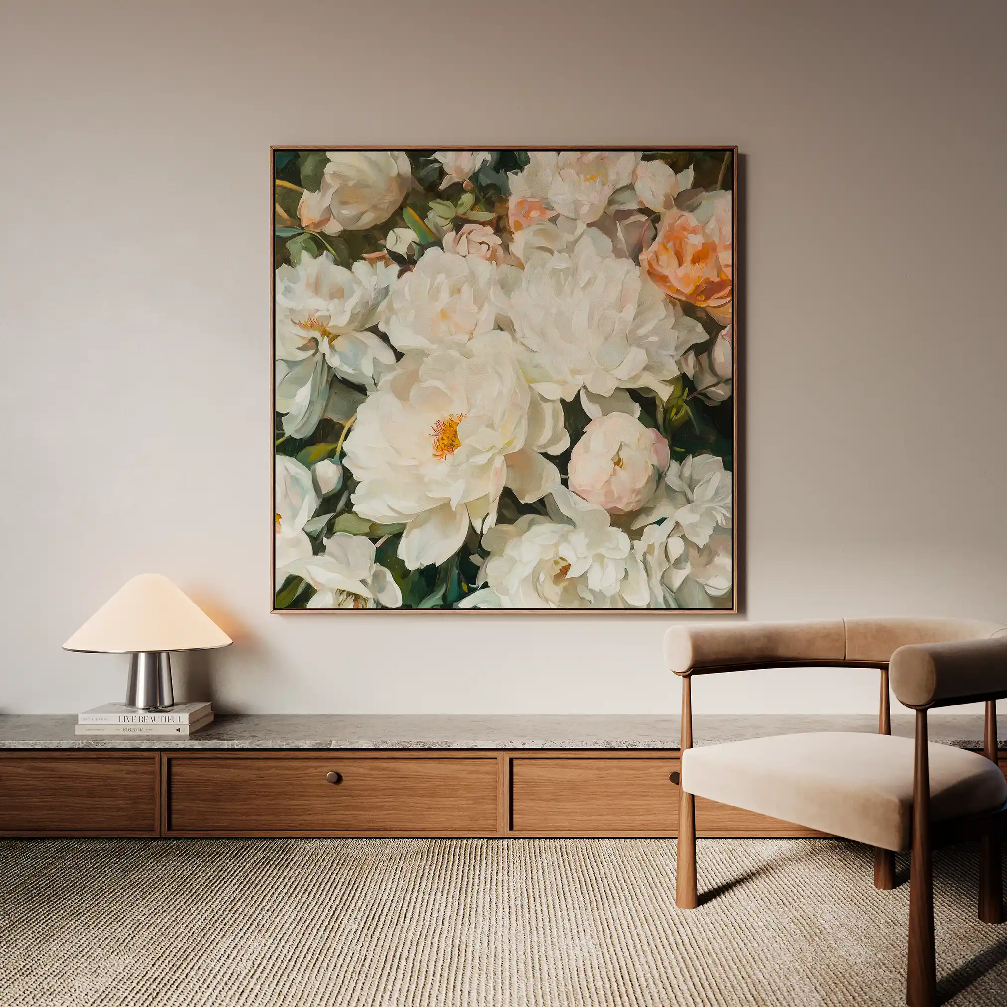 Floral 1344 Canvas Art 60 x 60 cm / Black