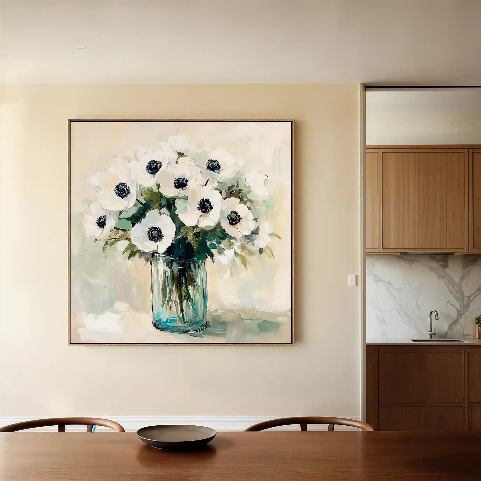 Floral 1346 Canvas Art 60 x 60 cm / Black