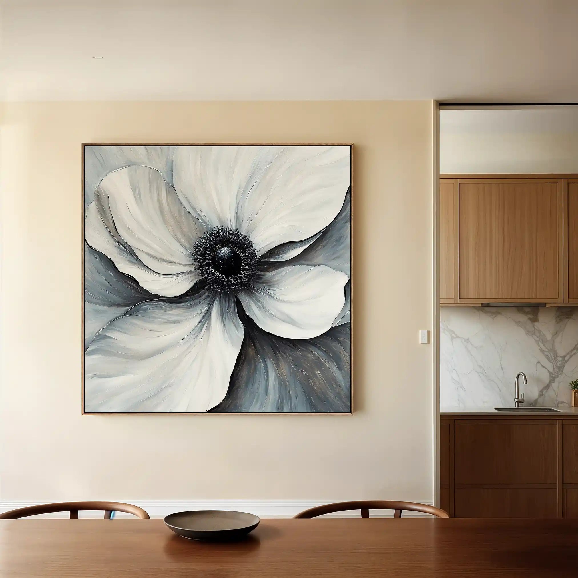 Floral 1347 Canvas Art 60 x 60 cm / Black