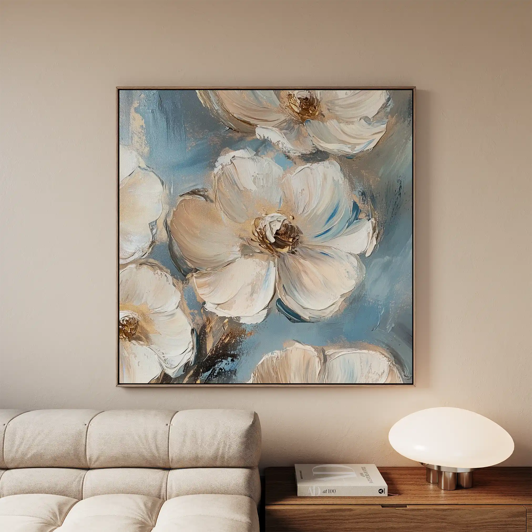 Floral 1348 Canvas Art 60 x 60 cm / Black