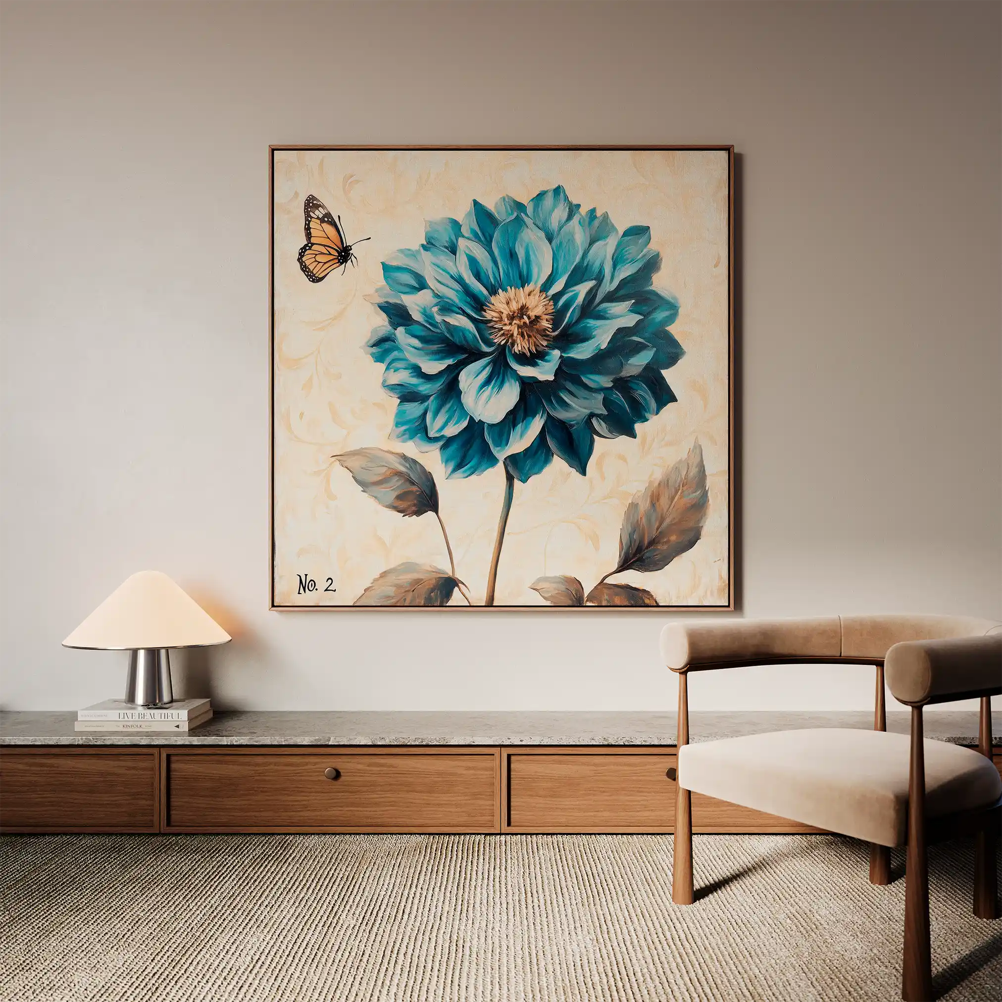 Floral 1350 Canvas Art 60 x 60 cm / Black