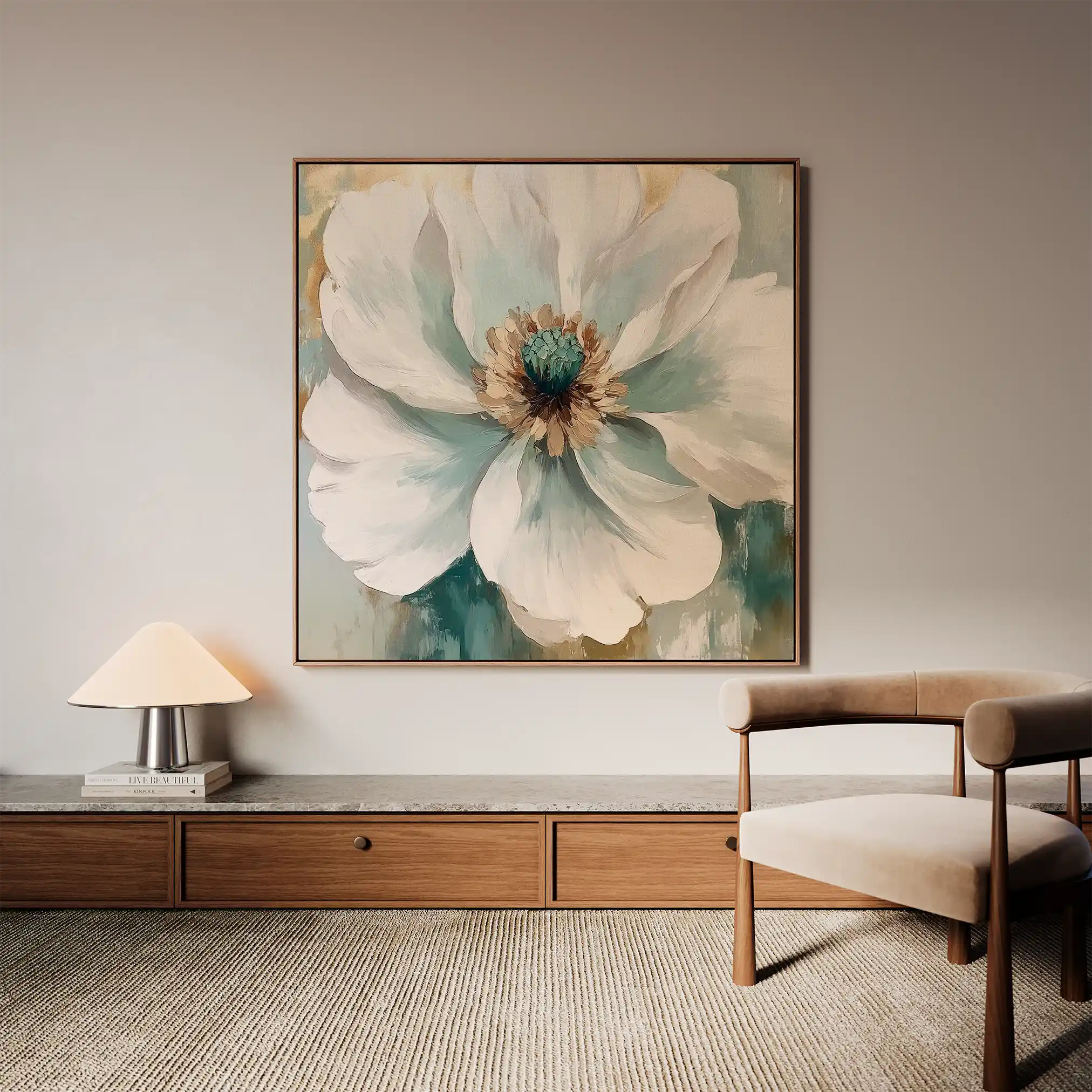 Floral 1351 Canvas Art 60 x 60 cm / Black