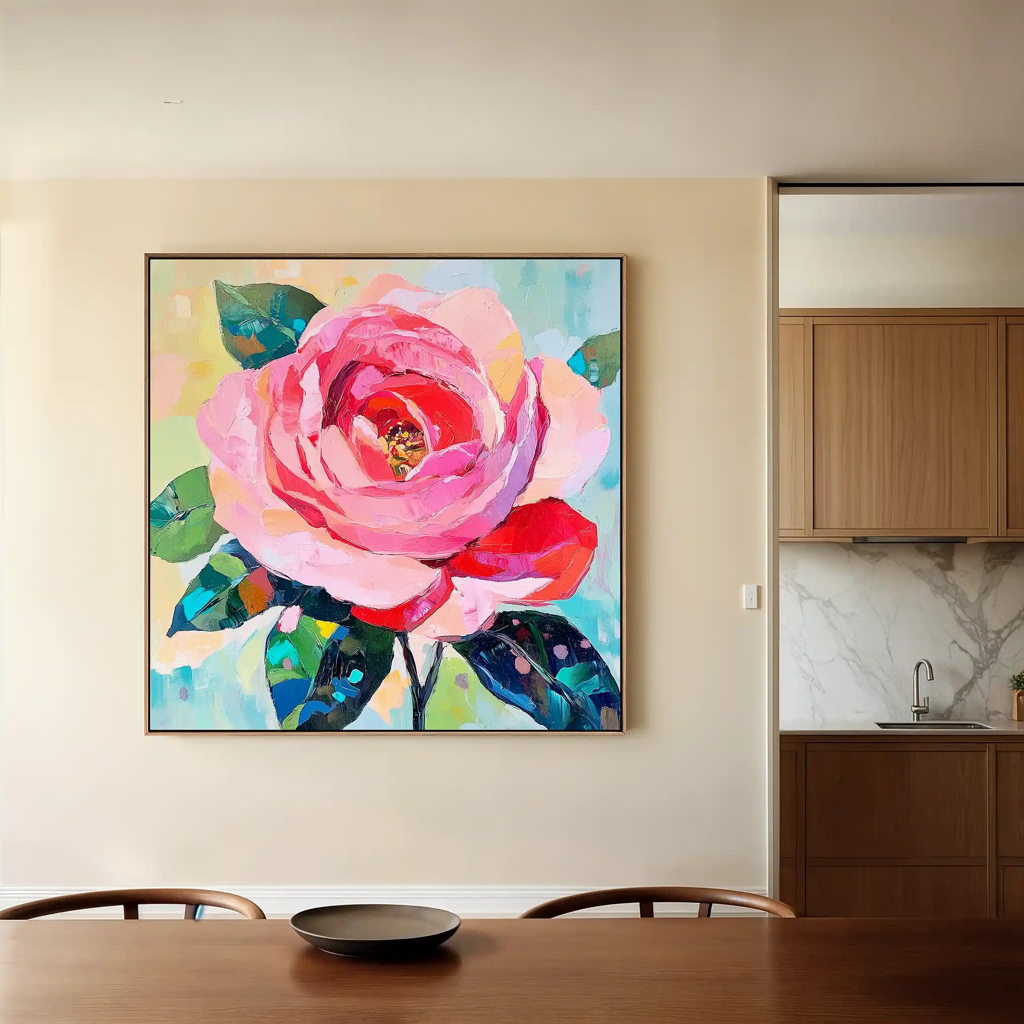 Floral 1352 Canvas Art 60 x 60 cm / Black