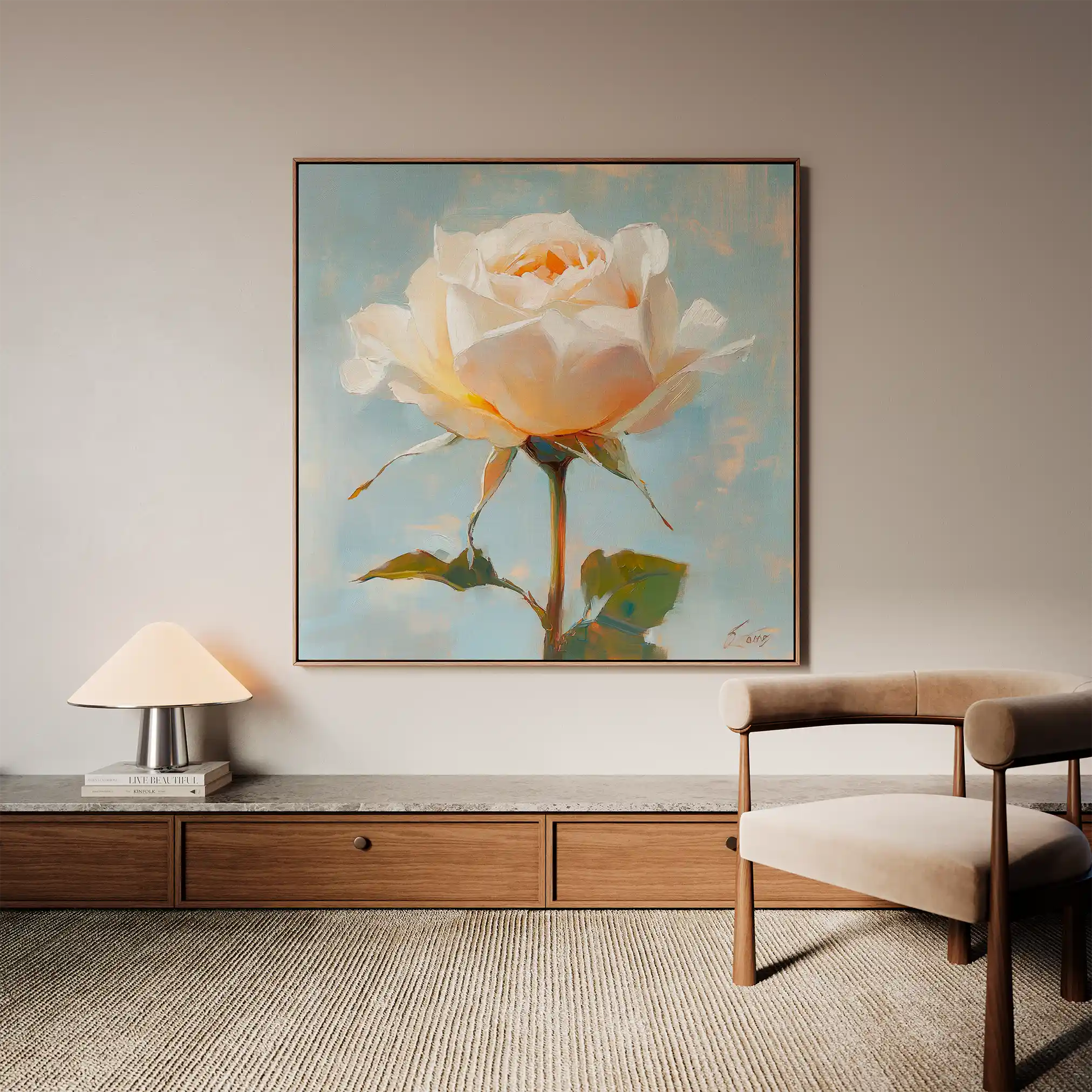 Floral 1354 Canvas Art 60 x 60 cm / Black