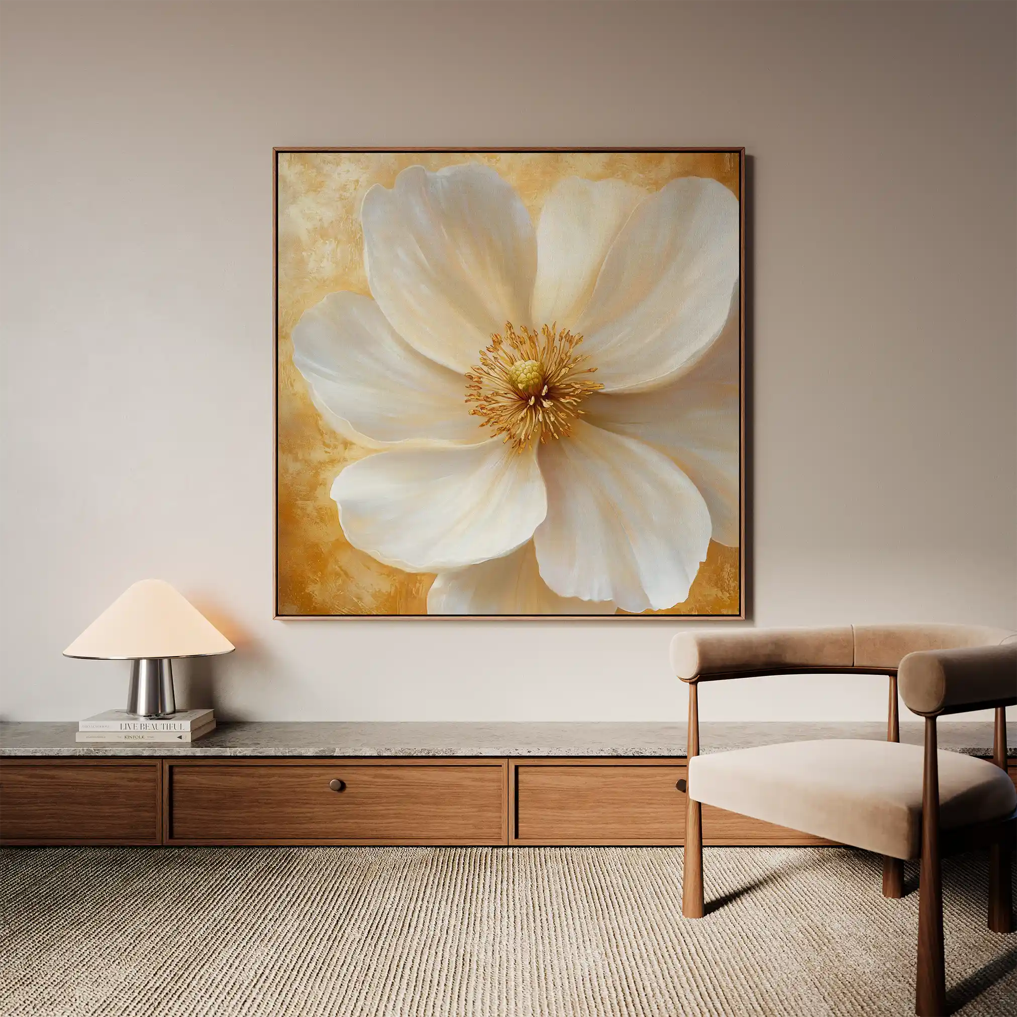 Floral 1356 Canvas Art 60 x 60 cm / Black