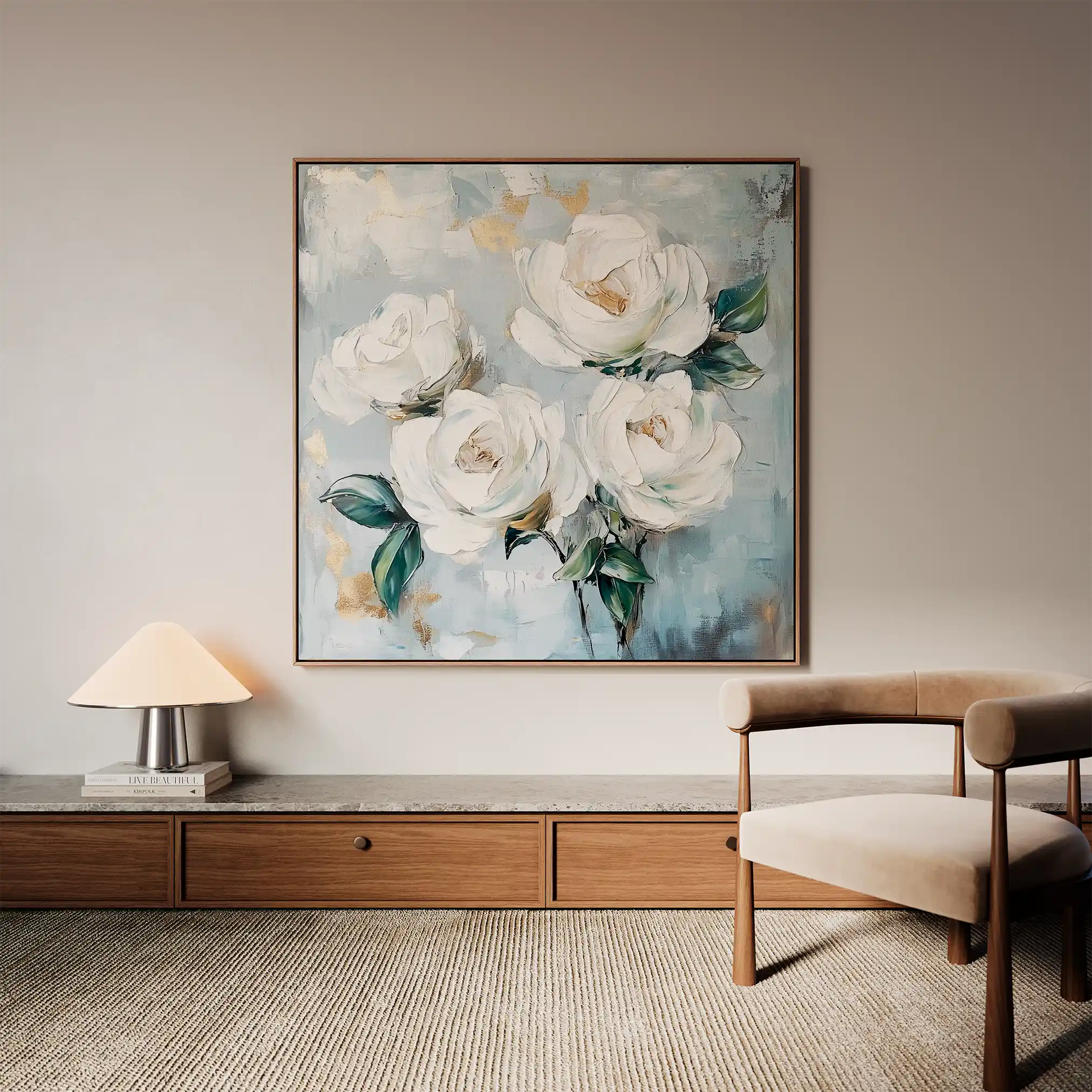 Floral 1357 Canvas Art 60 x 60 cm / Black