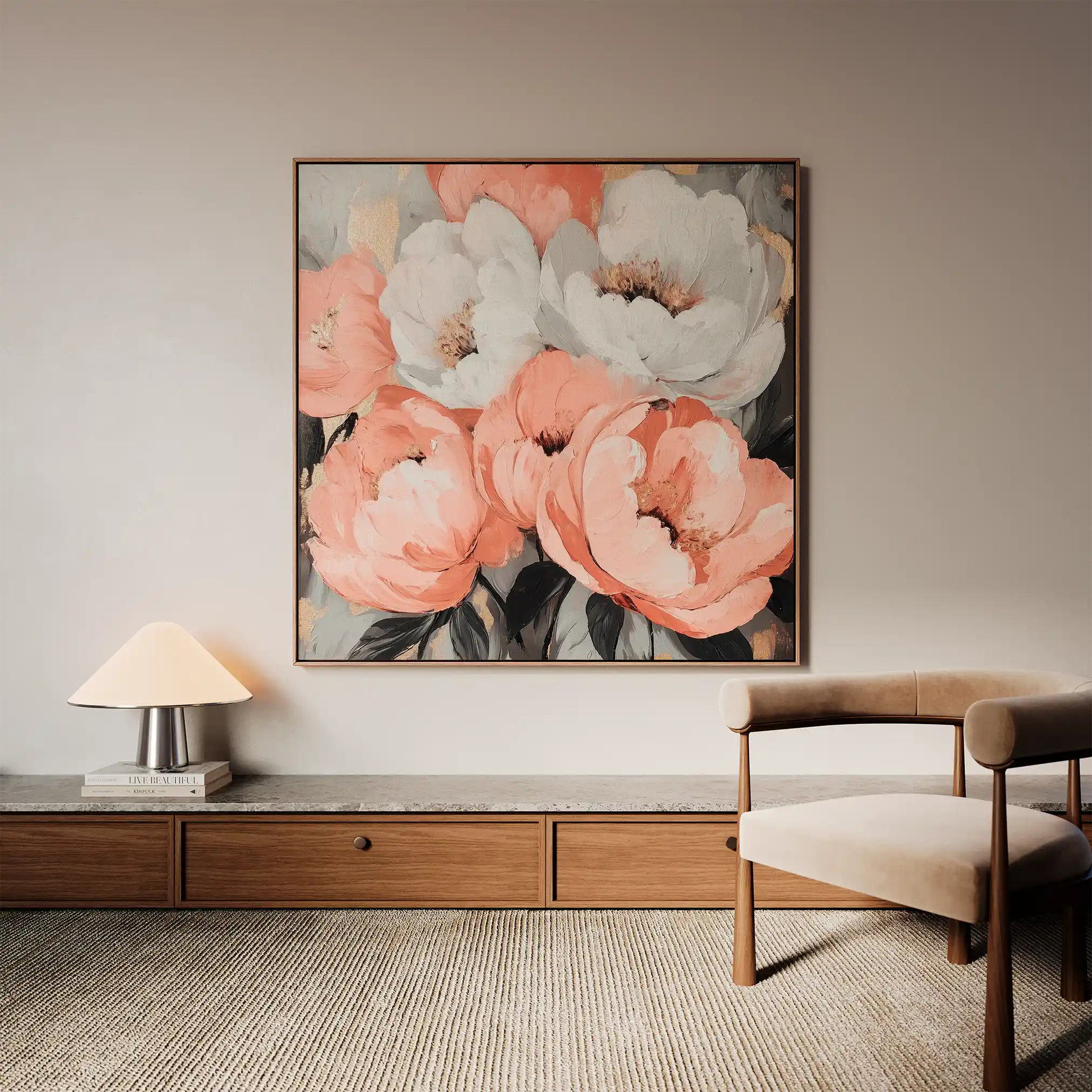 Floral 1359 Canvas Art 60 x 60 cm / Black